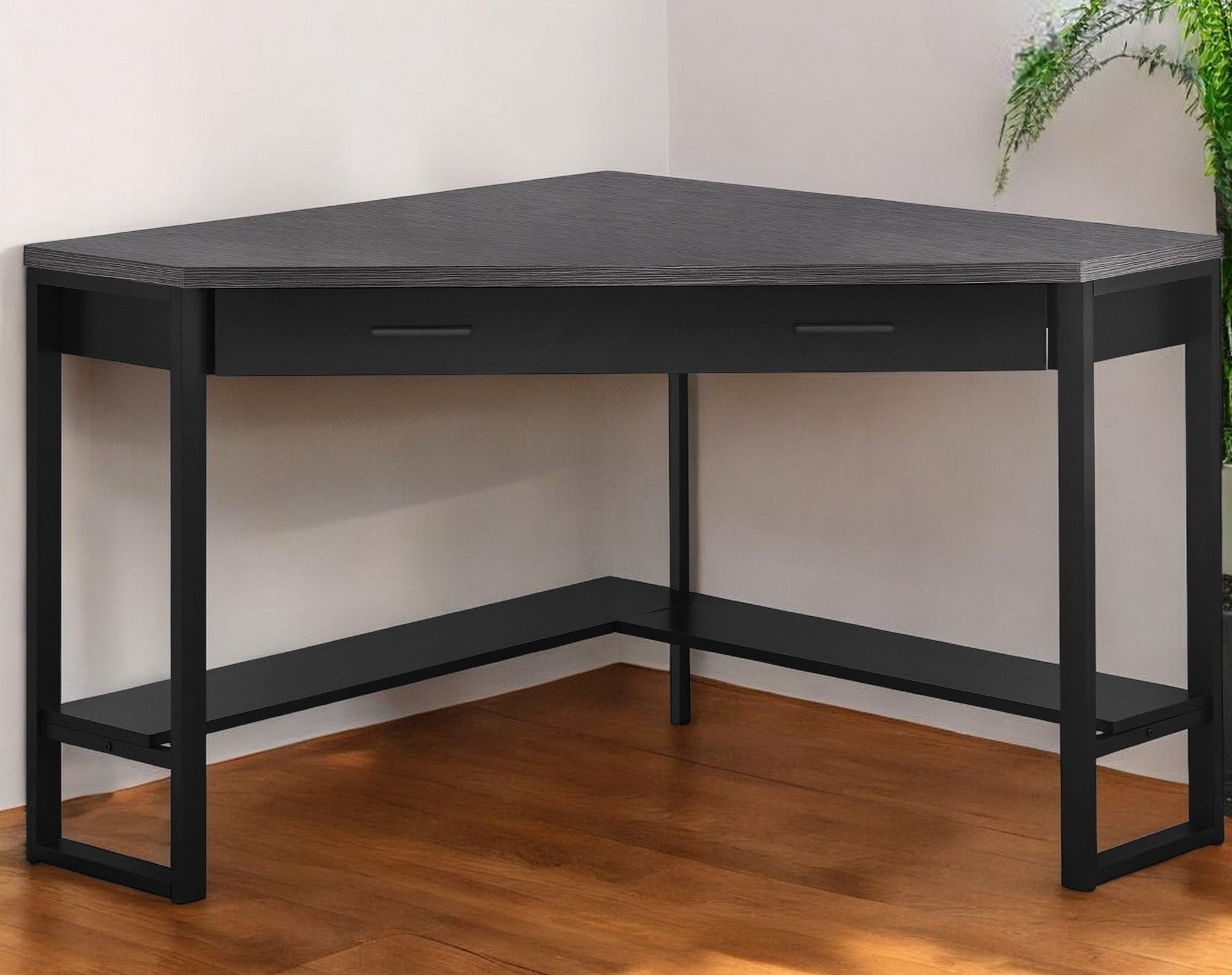 42" Gray and Black Corner Computer Desk