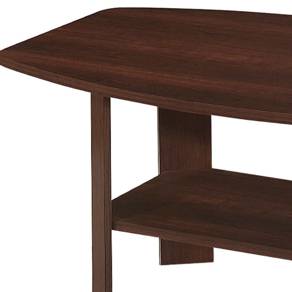 Set of Three 36" Dark Brown Coffee Table With Shelf