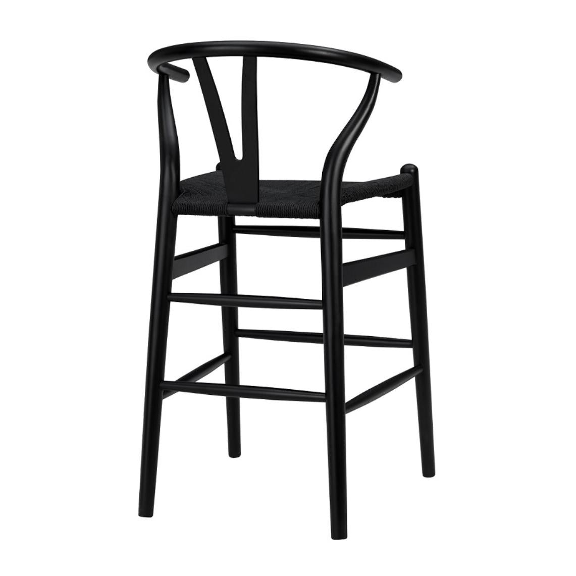 Black Solid Wood Counter Height Bar Chair