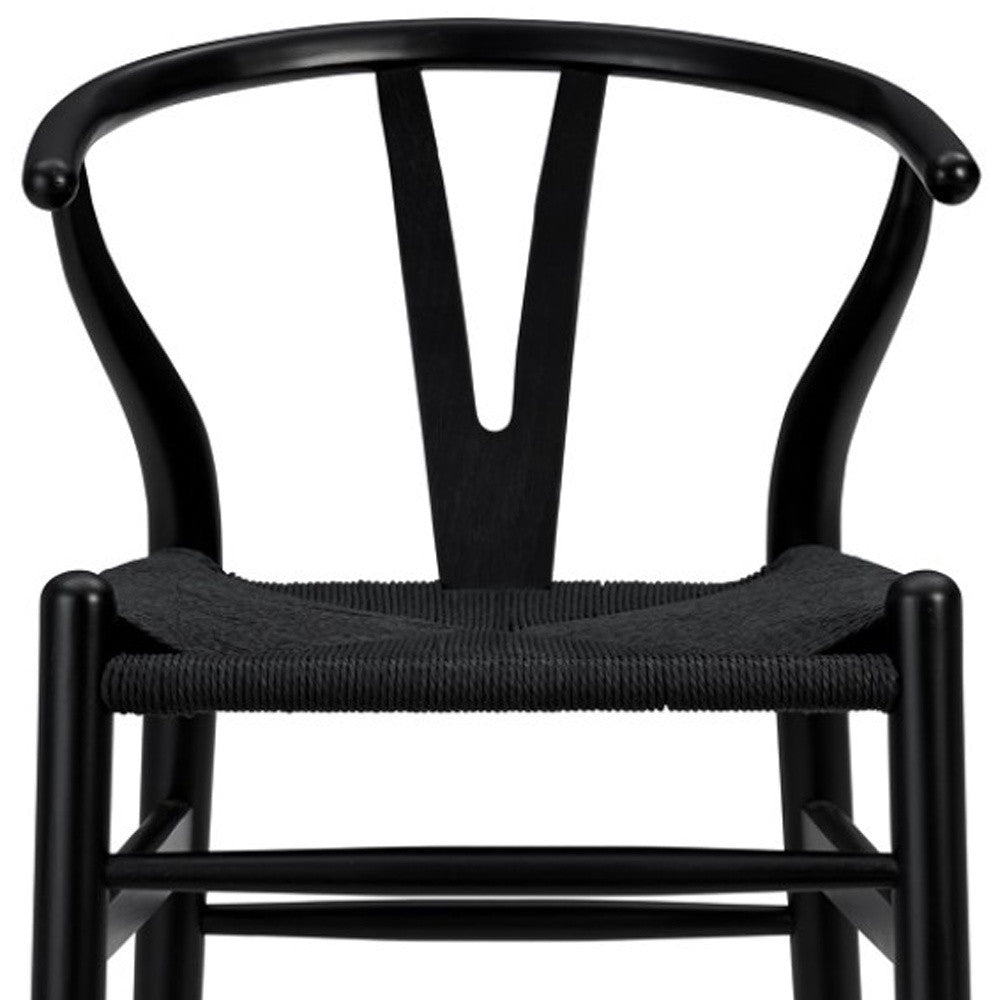 Black Solid Wood Counter Height Bar Chair