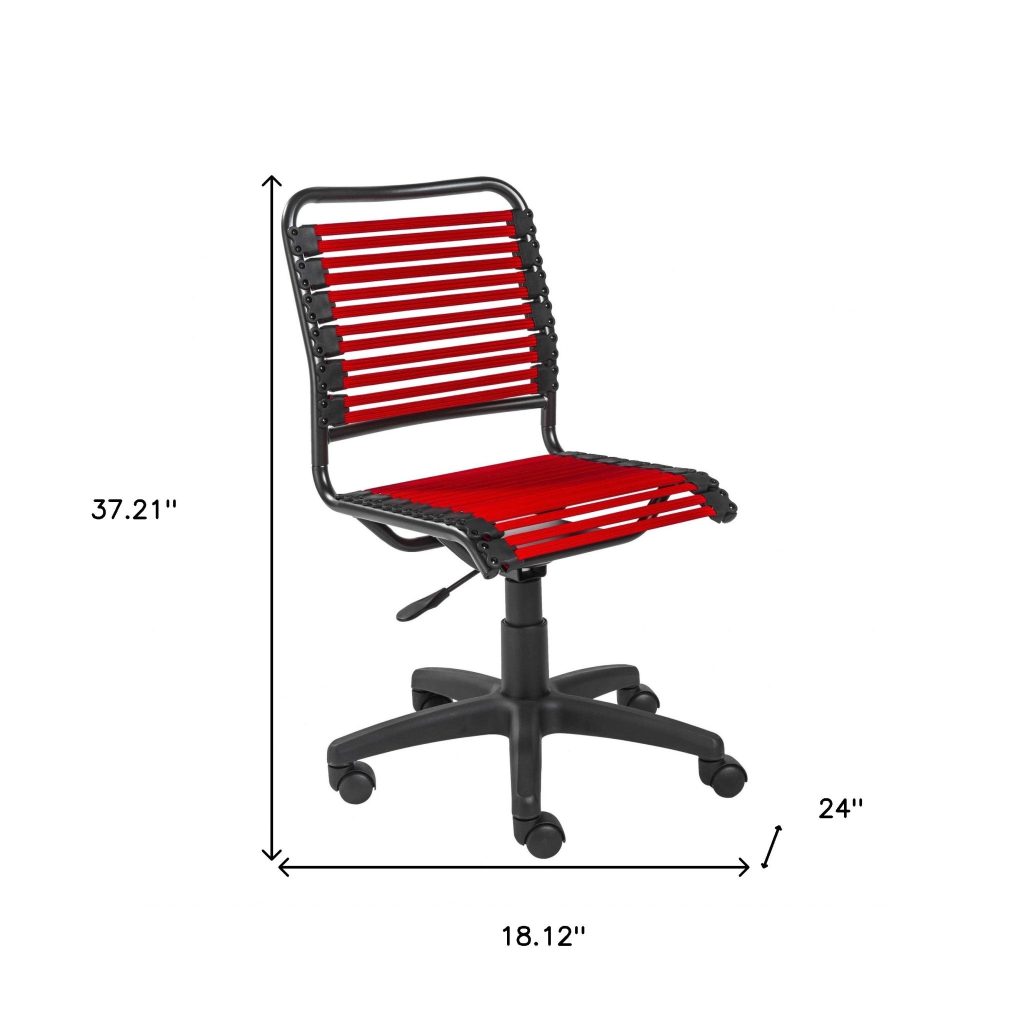 Red and Black Adjustable Swivel Bungee Rolling Office Chair