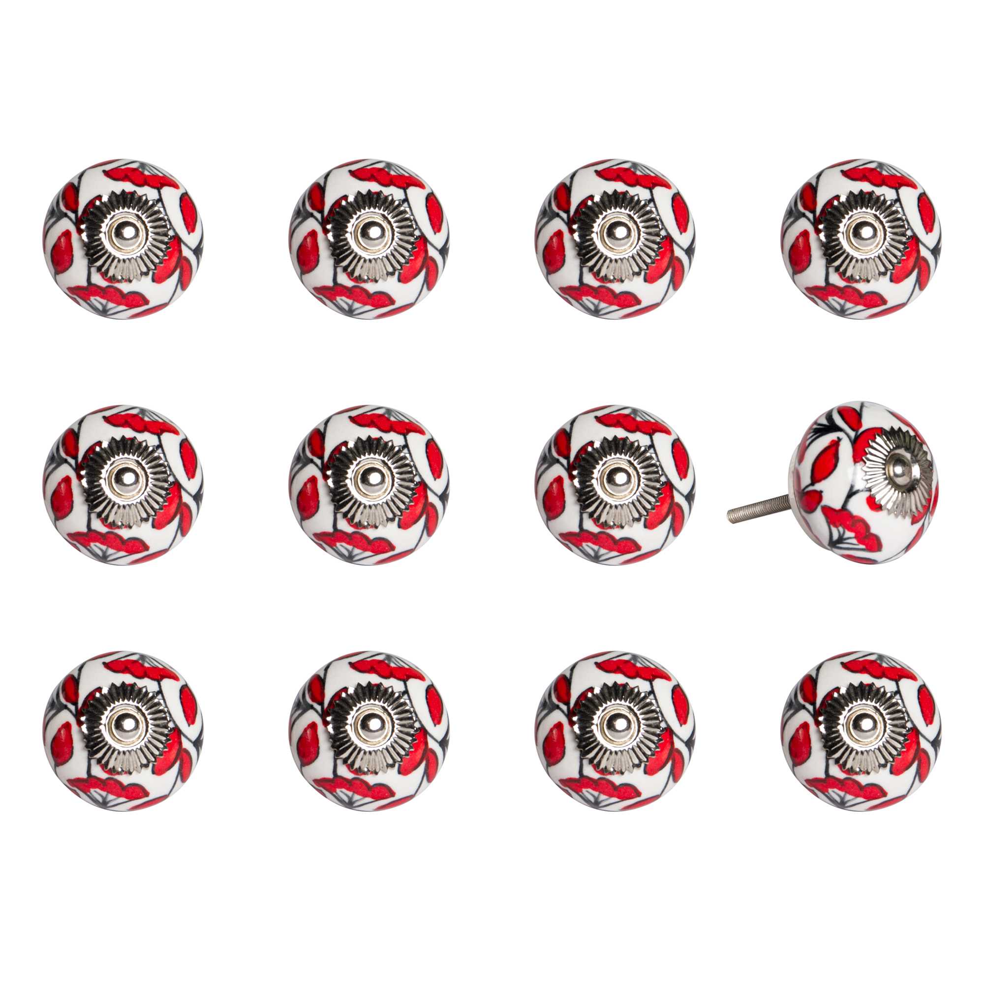 1.5" X 1.5" X 1.5" Ceramic Metal Multicolor 12 Pack Knob