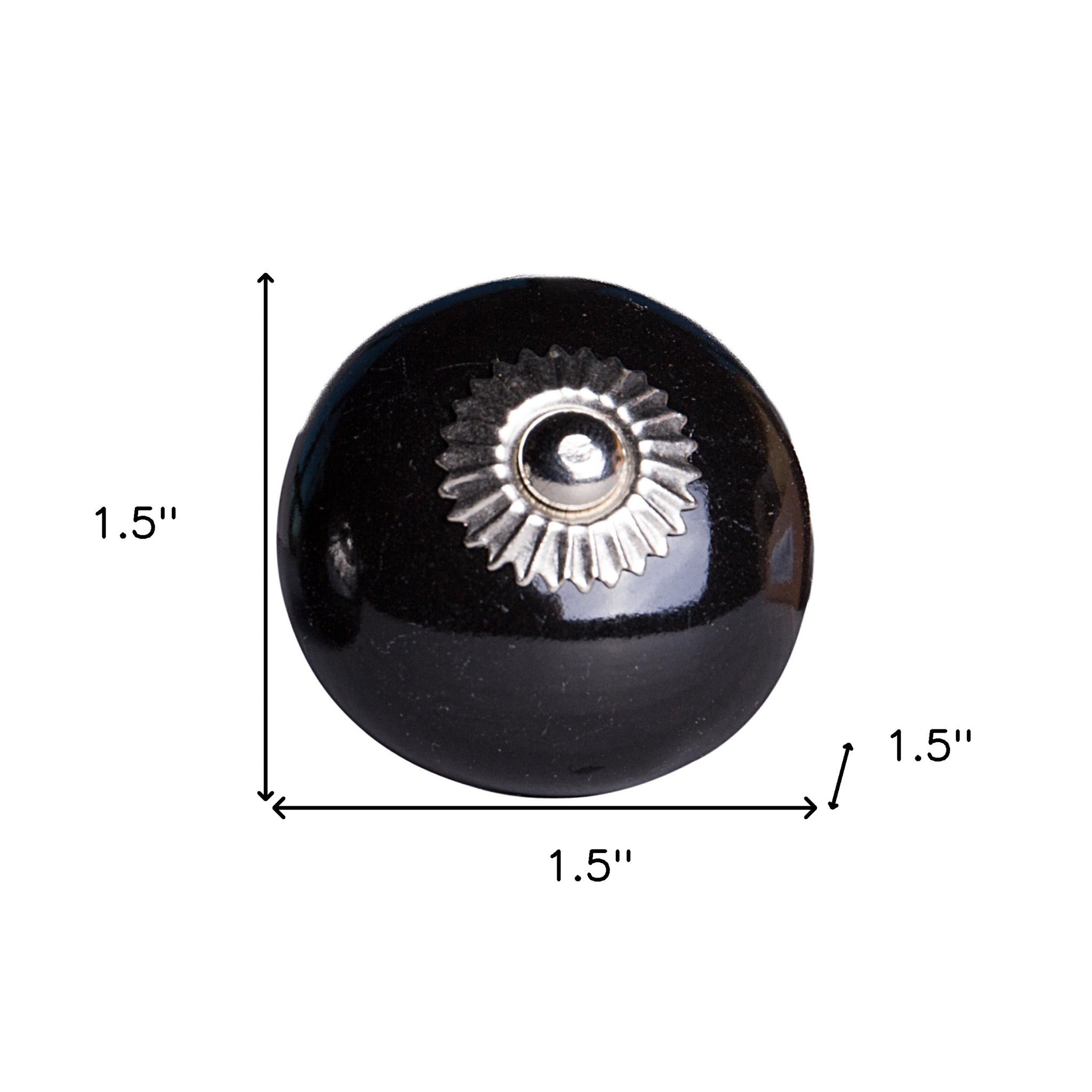 1.5" X 1.5" X 1.5" Ceramic Metal Black 8 Pack Knob