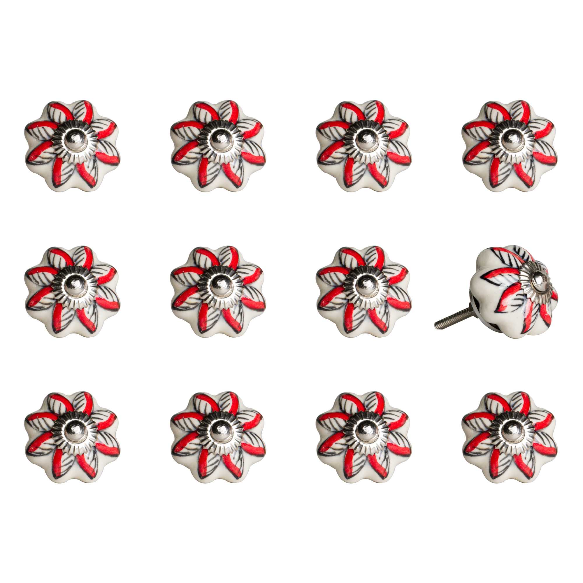 1.5" X 1.5" X 1.5" Ceramic Metal Multicolor 12 Pack Knob