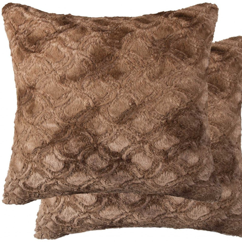 20" X 20" X 5" Acrylic Plush Polyester Polyfill Brown 2 Pack Pillow