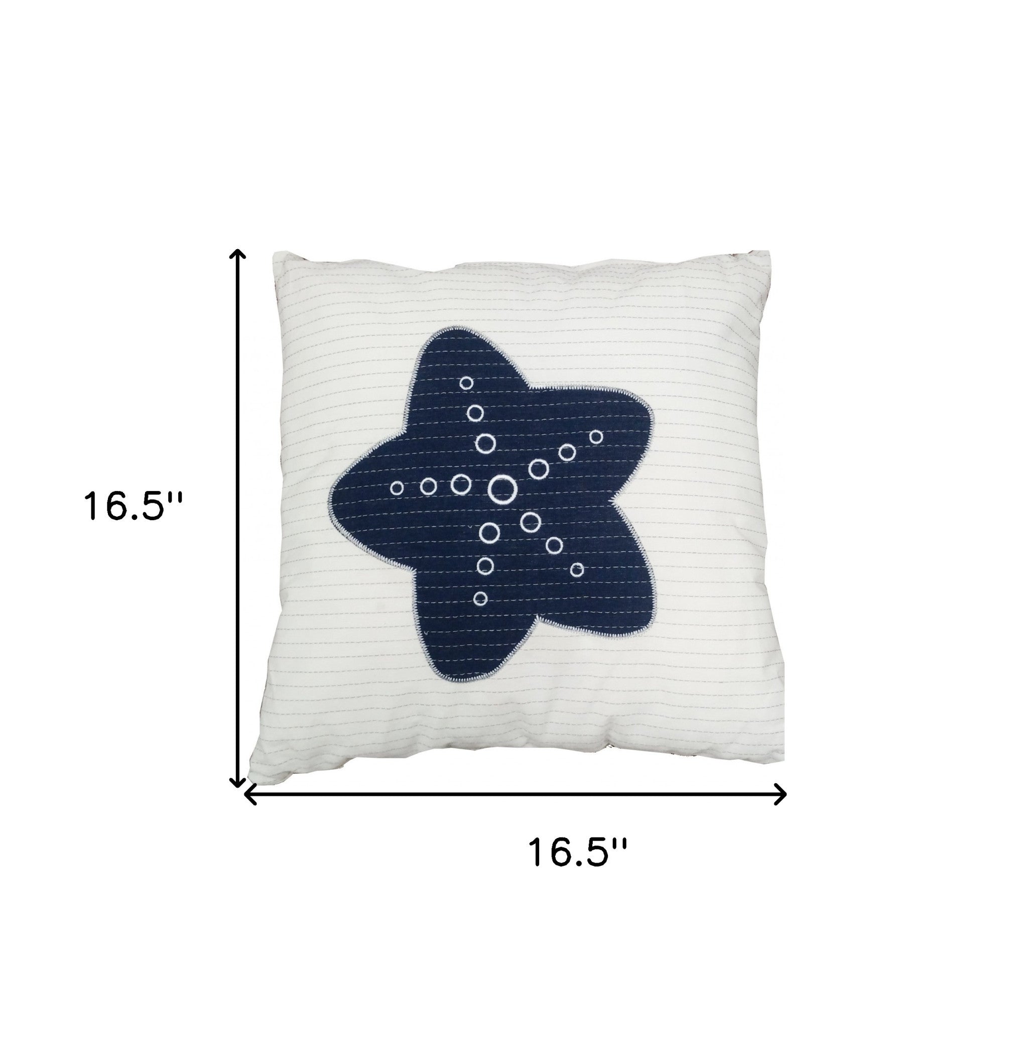 17" Blue and White Linen Throw Pillow