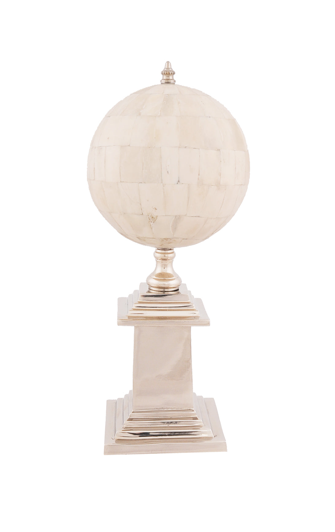 6.5" X 6.5" X 14.5" Bone Globe With Alluminum Base