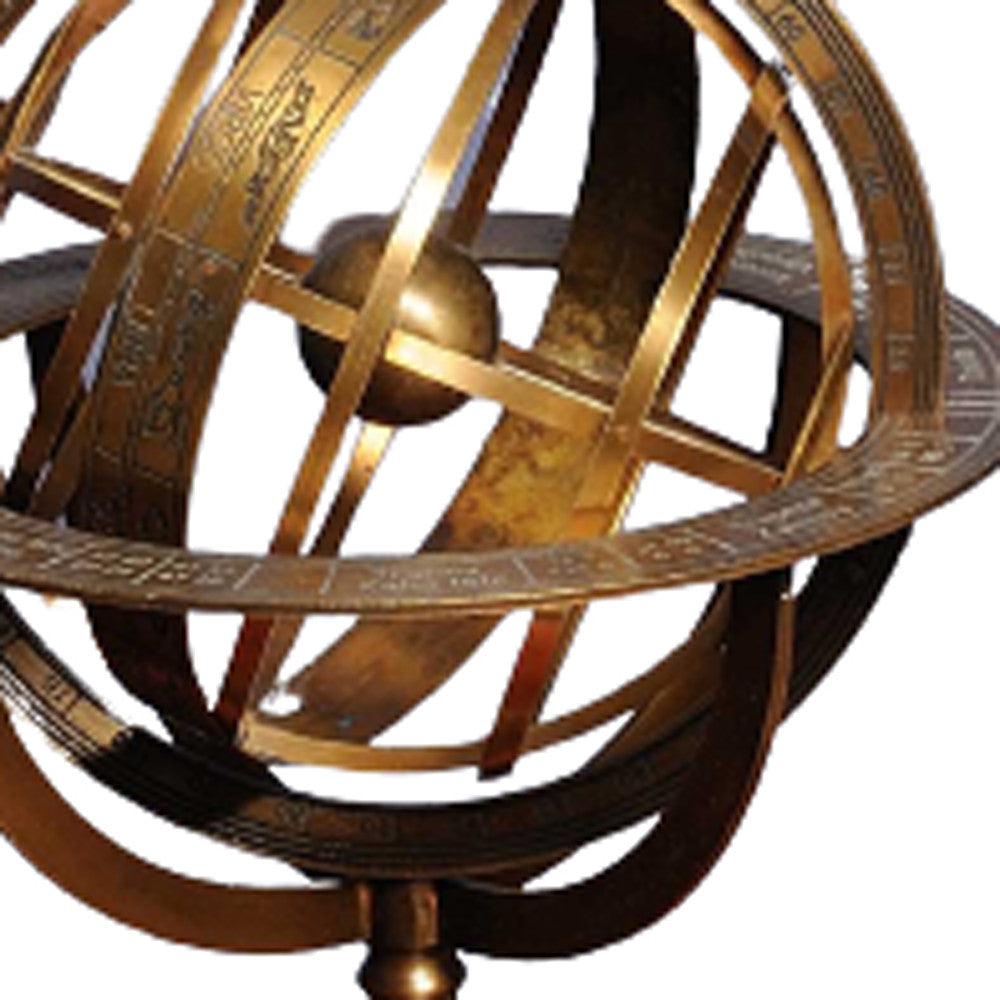 7" X 7" X 11.5" Armillary Sphere On Wood Base