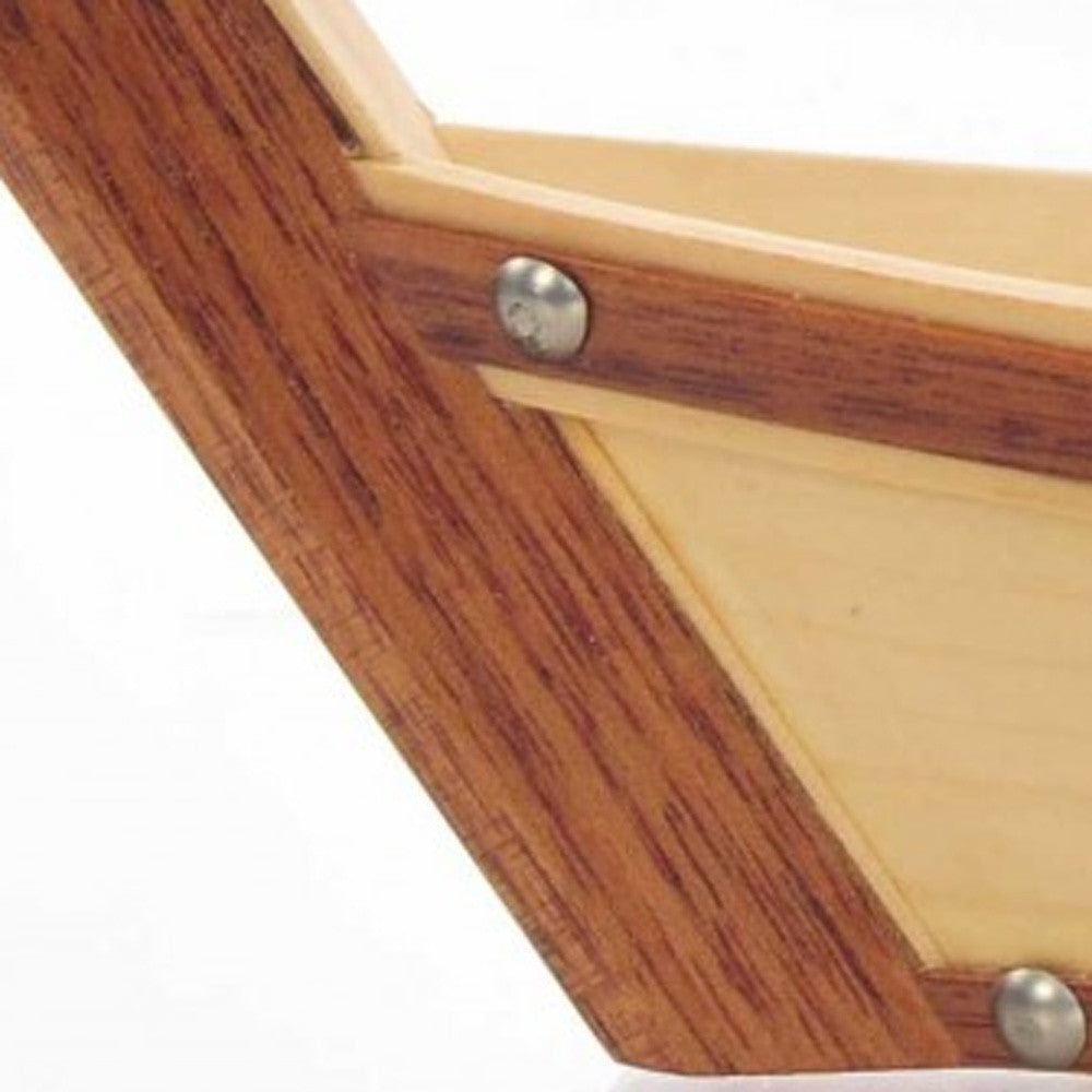 17" Natural and Brown Wood Sushi Boat Serving Tray