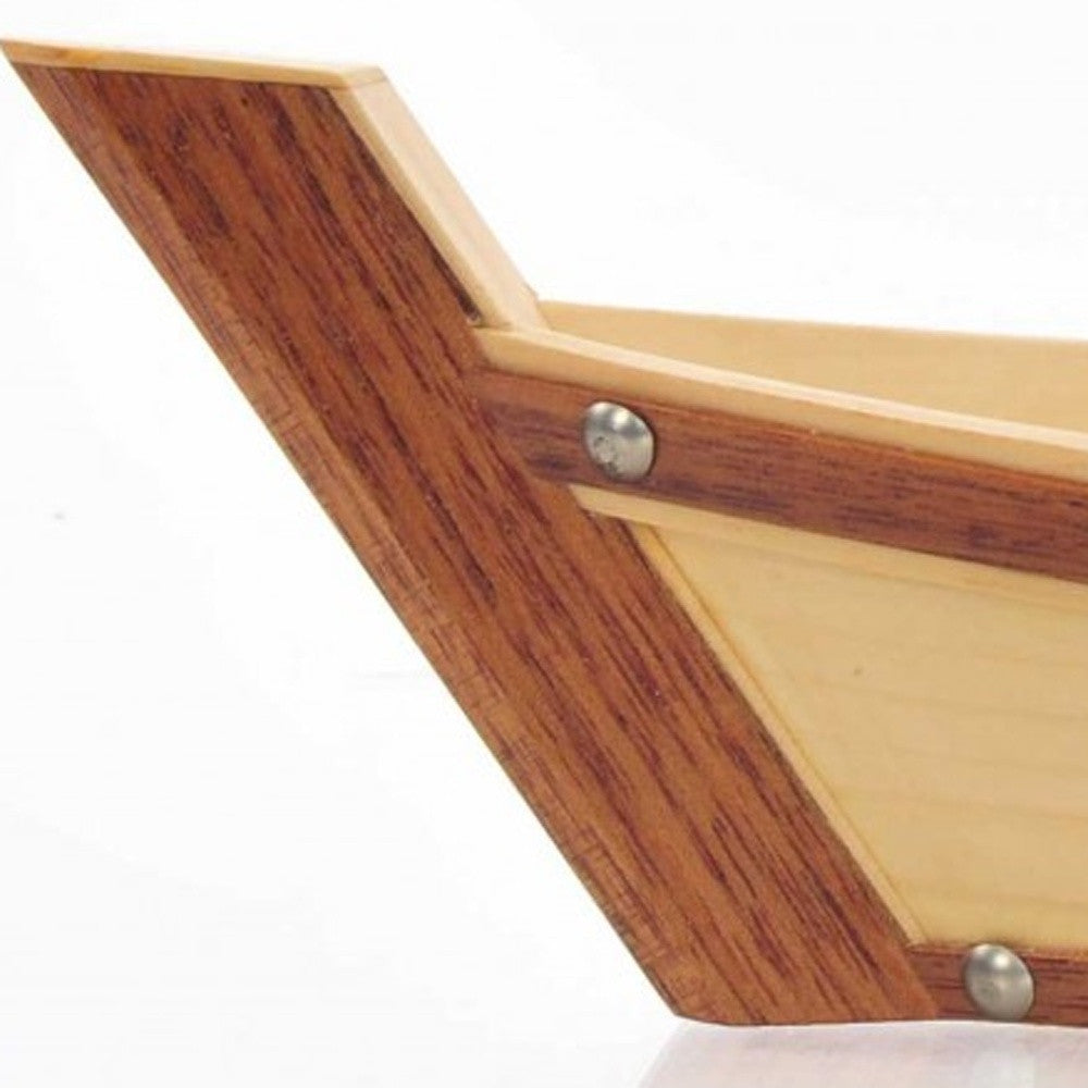 17" Natural and Brown Wood Sushi Boat Serving Tray