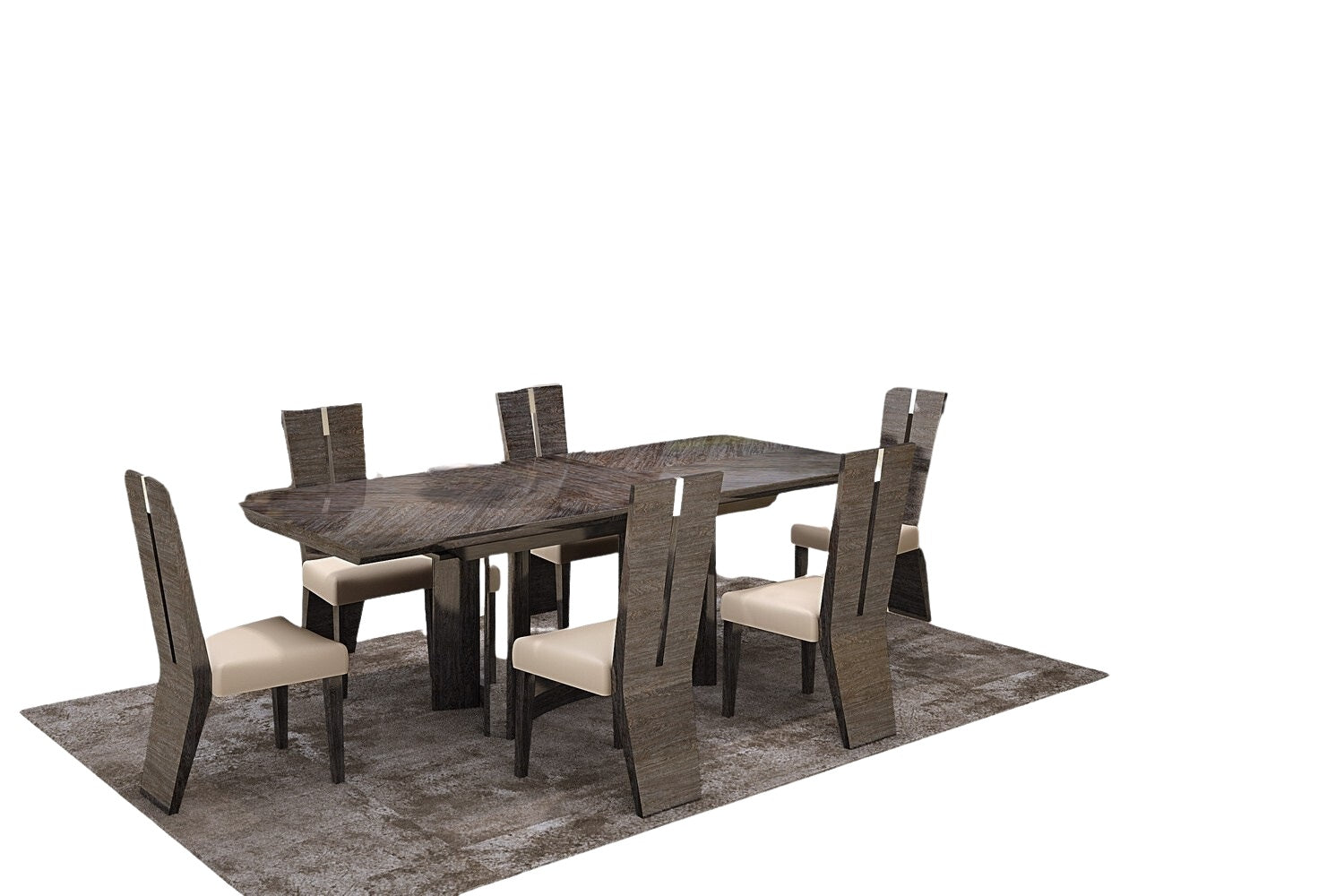 Seven Piece Gray Dining Set with Six Chairs