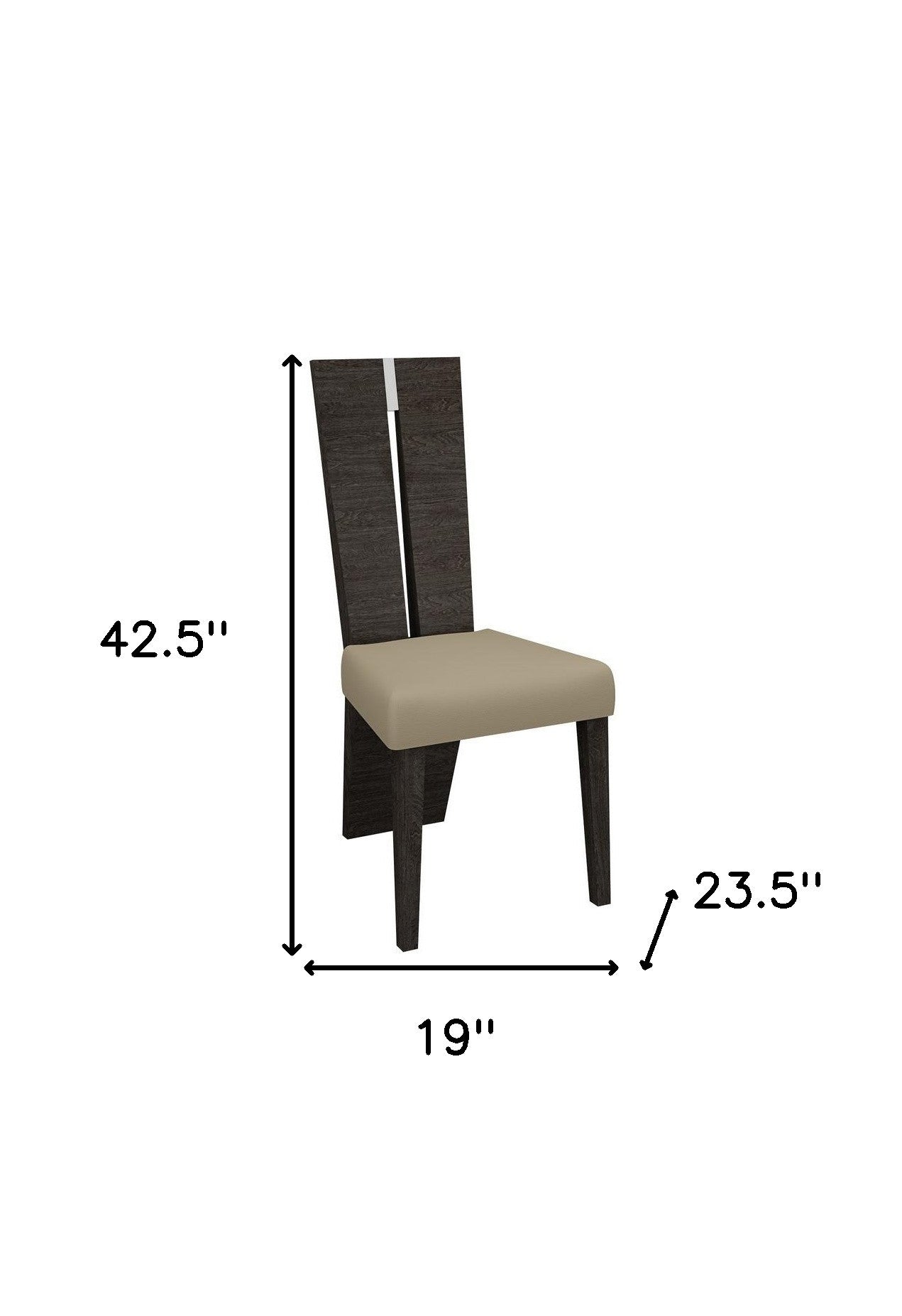 Set of Two Gray And Dark Brown Upholstered Dining Side Chairs