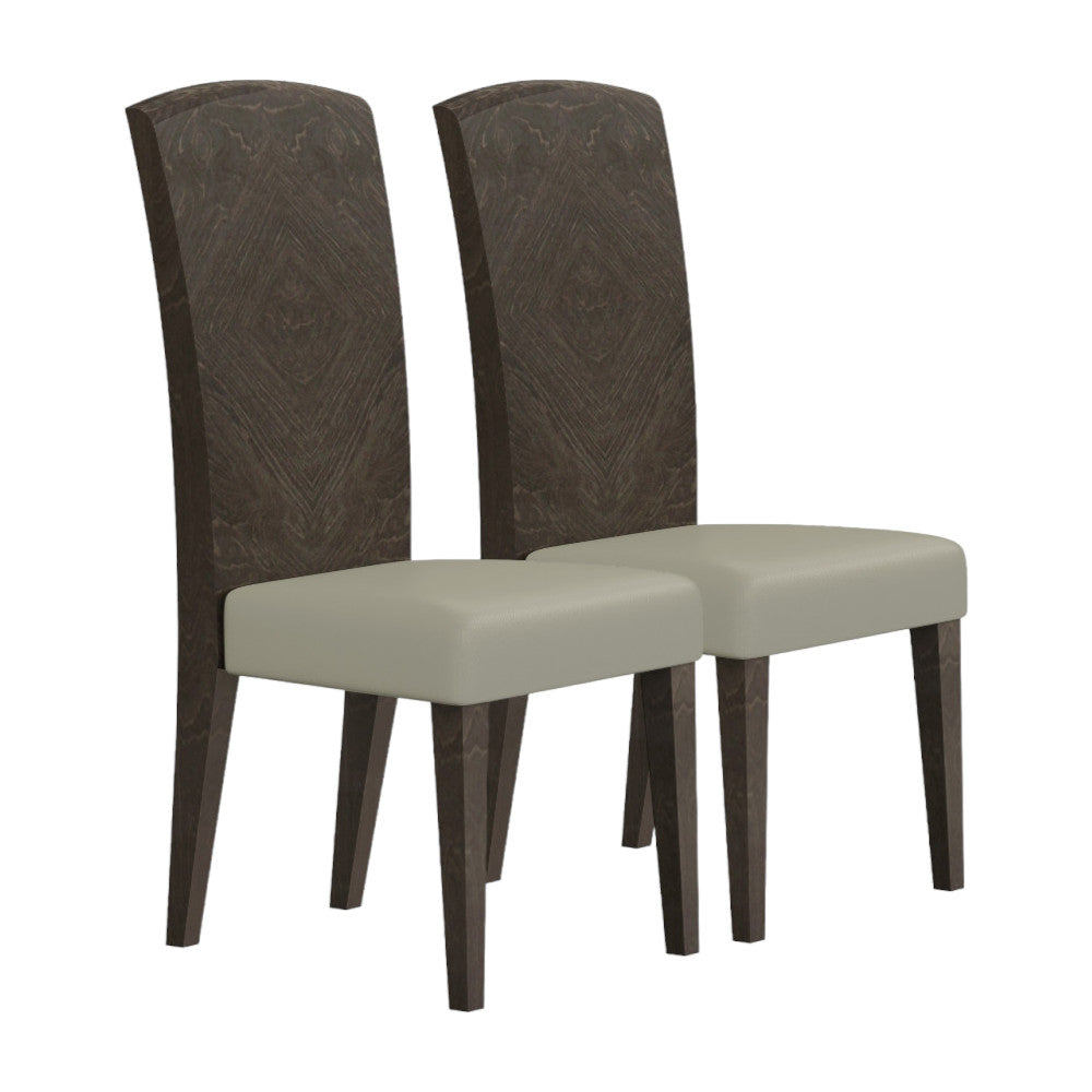 Set of Two Gray And Espresso Upholstered Dining Side Chairs