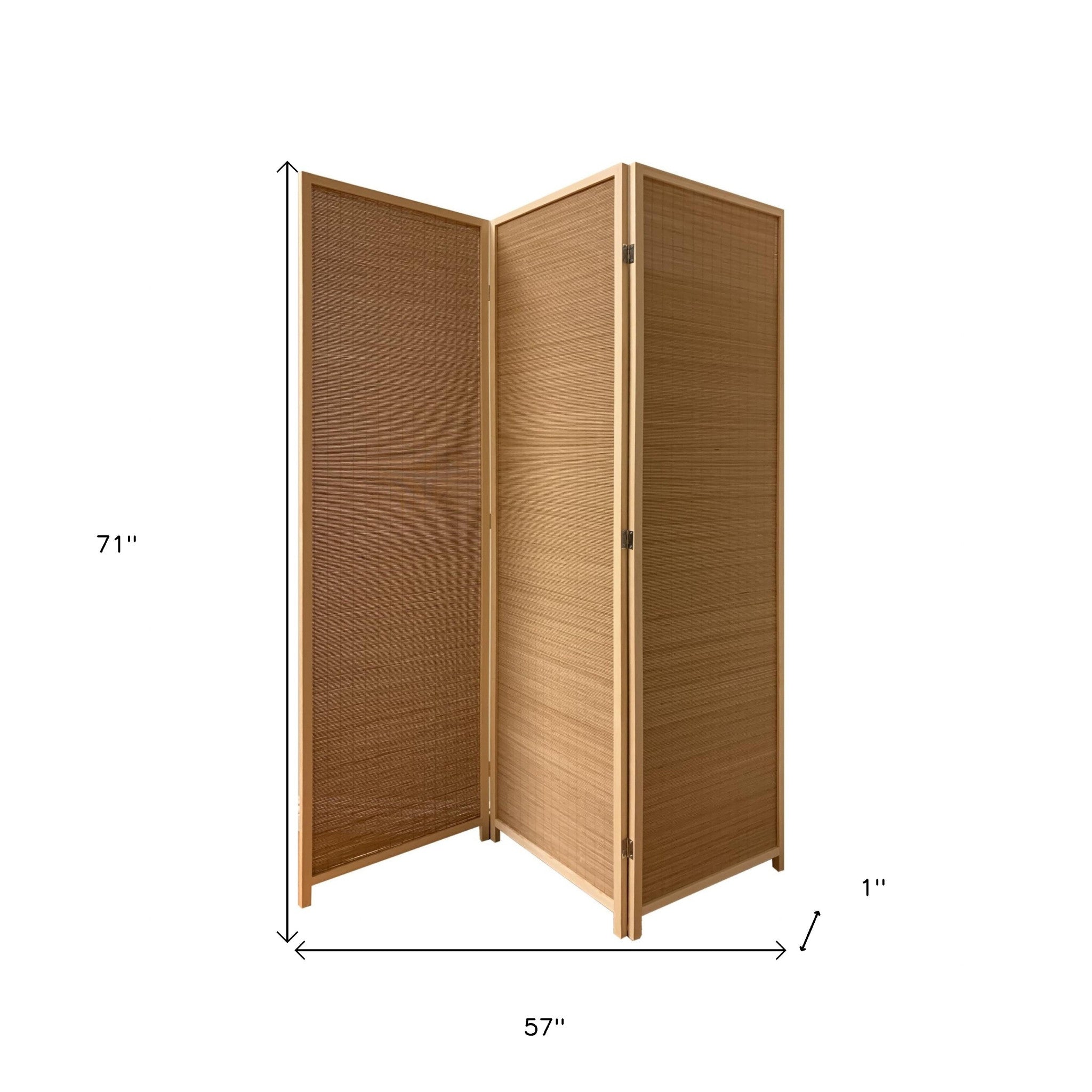 6" Light Bamboo 3 Panel Room Divider Screen