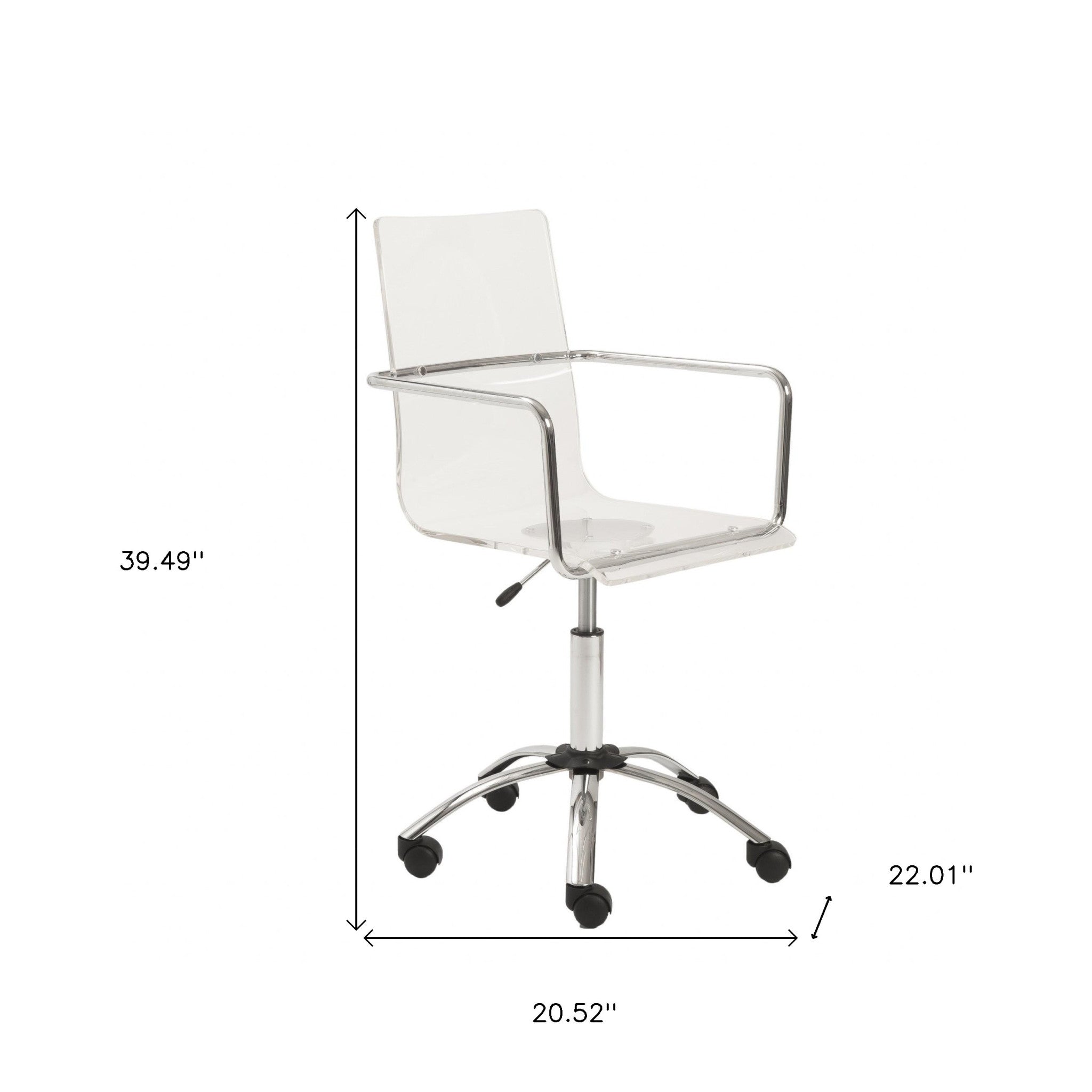 White Clear and Silver Adjustable Swivel Plastic Rolling Conference Office Chair