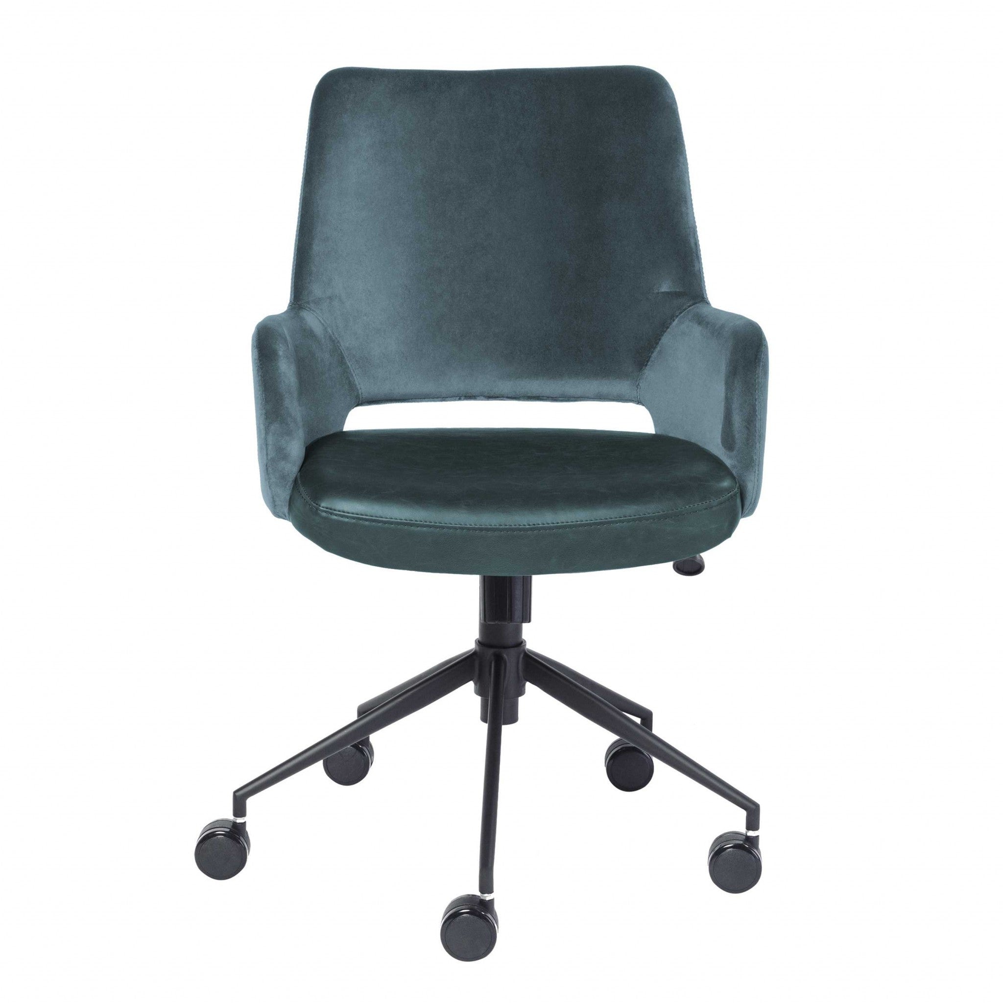 Blue and Black Adjustable Swivel Fabric Rolling Office Chair