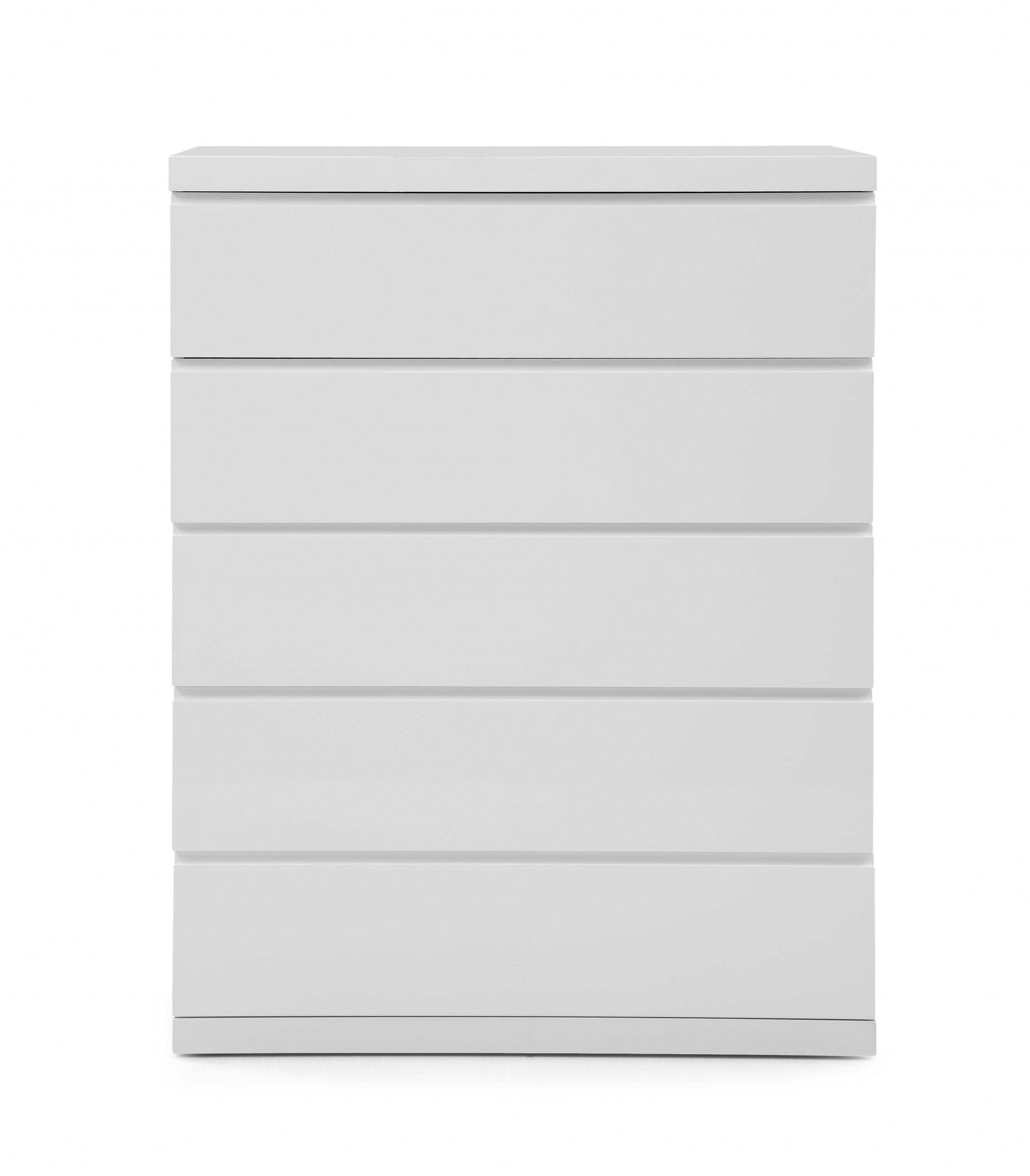 36 X 20 X 47 Gloss White Stainless Steel 5 Drawer Chest