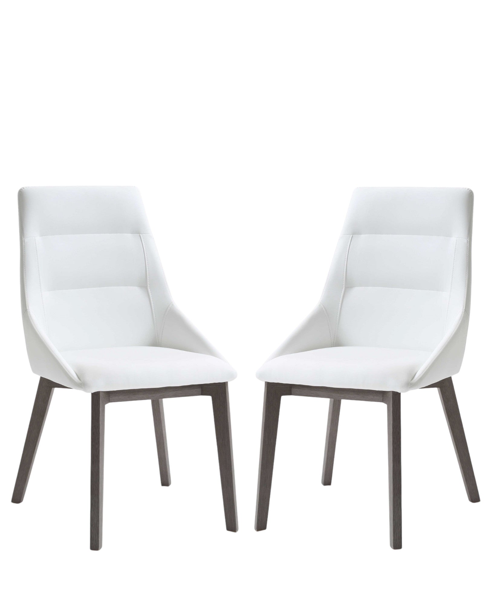 Set of Two White And Gray Upholstered Faux Leather Dining Side Chairs