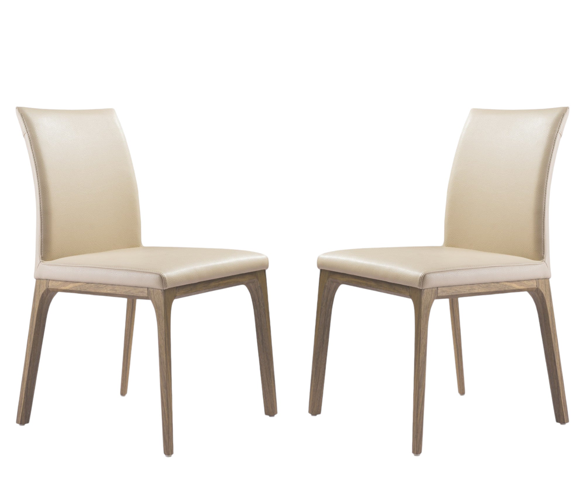 Set of Two Taupe And Brown Upholstered Faux Leather Dining s