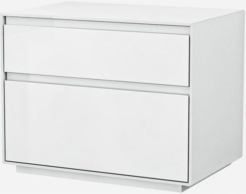 Simplistic White Gloss 2 Drawer Nightstand