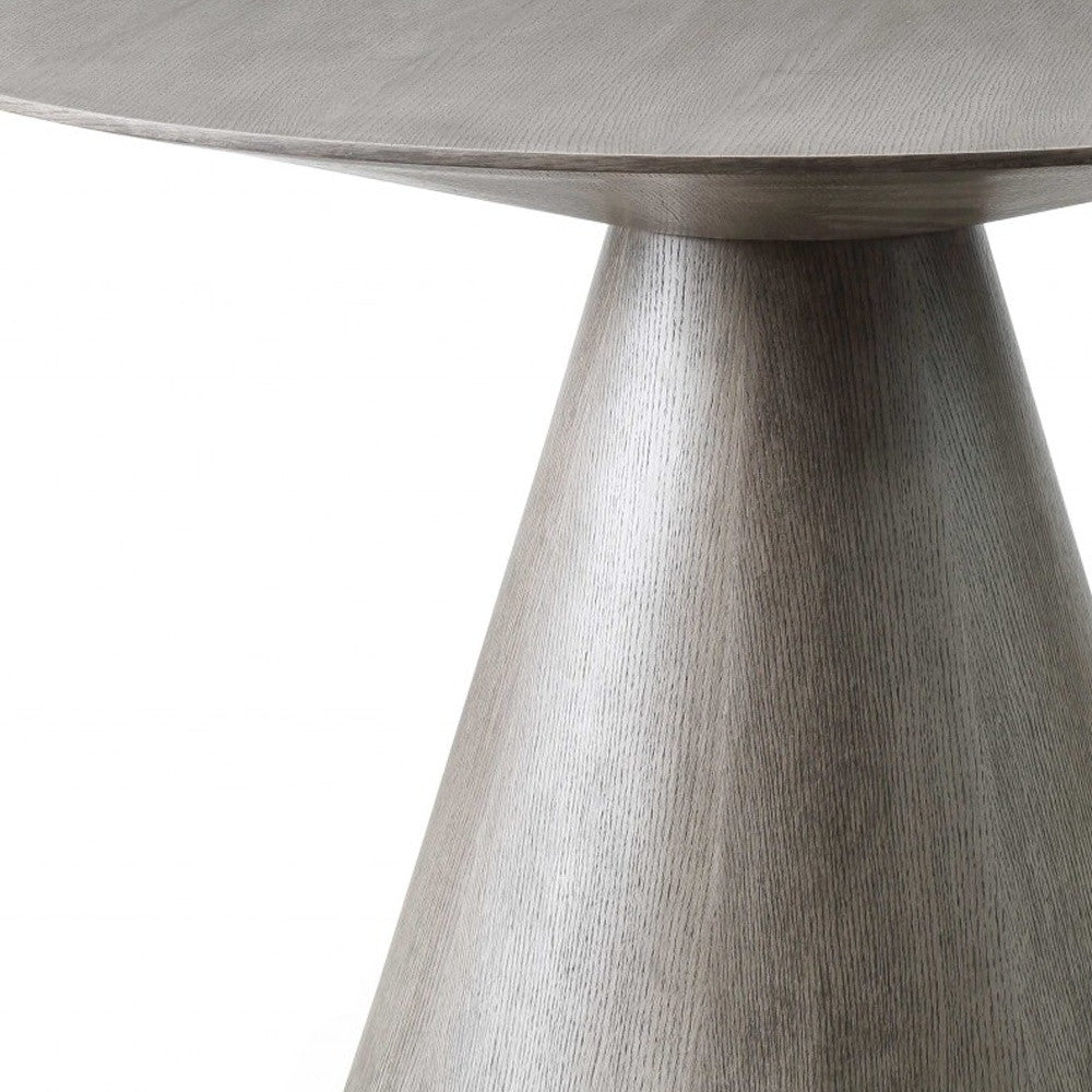 47" Gray Rounded Solid Wood Pedestal Base Dining Table