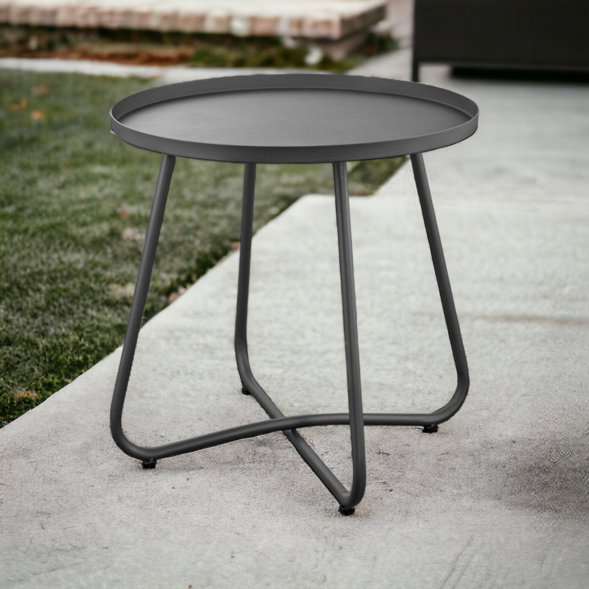 18" Gray Aluminum Round End Table
