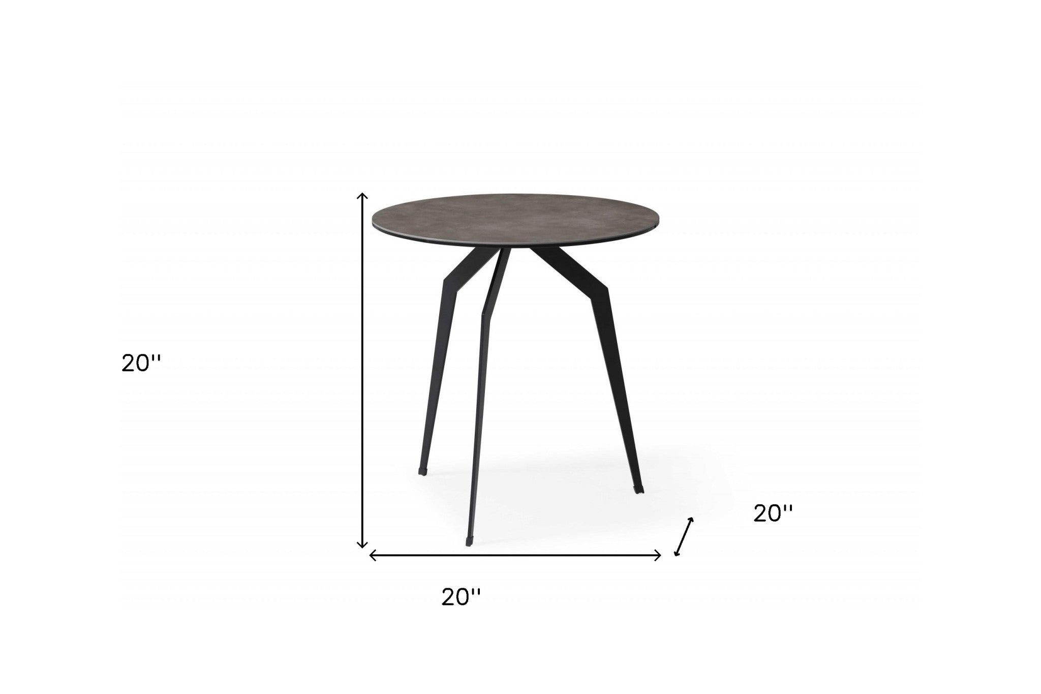 20" Black And Gray Ceramic Round End Table