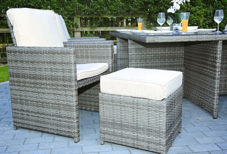 129" X 76" X 46" Gray 11Piece Outdoor Dining Set With Cushions