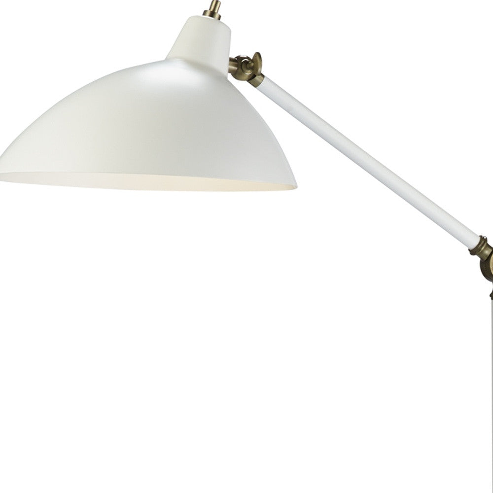 60" White Task Floor Lamp With White Bowl Shade