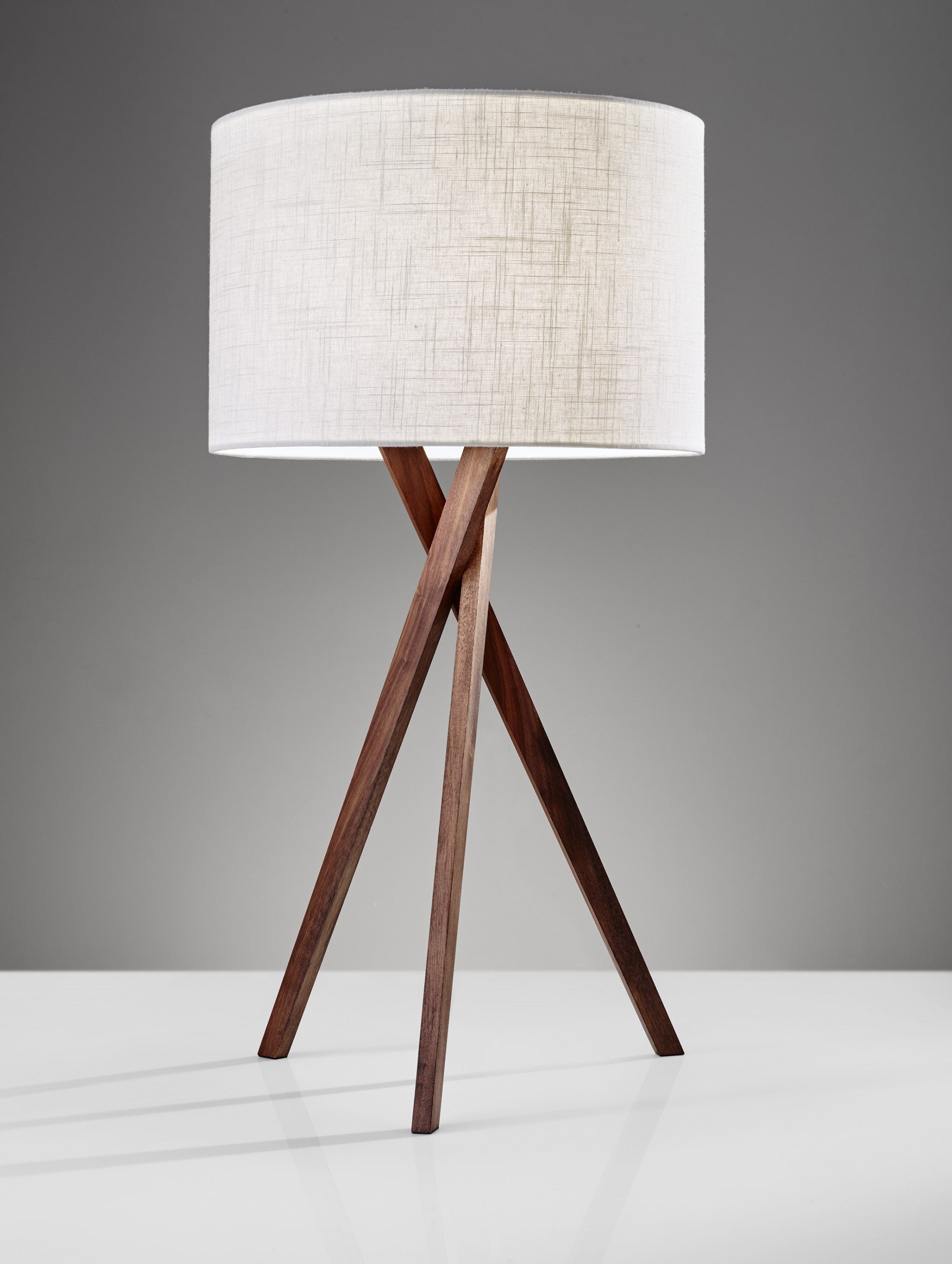 Tripod Leg Walnut Wood Table Lamp