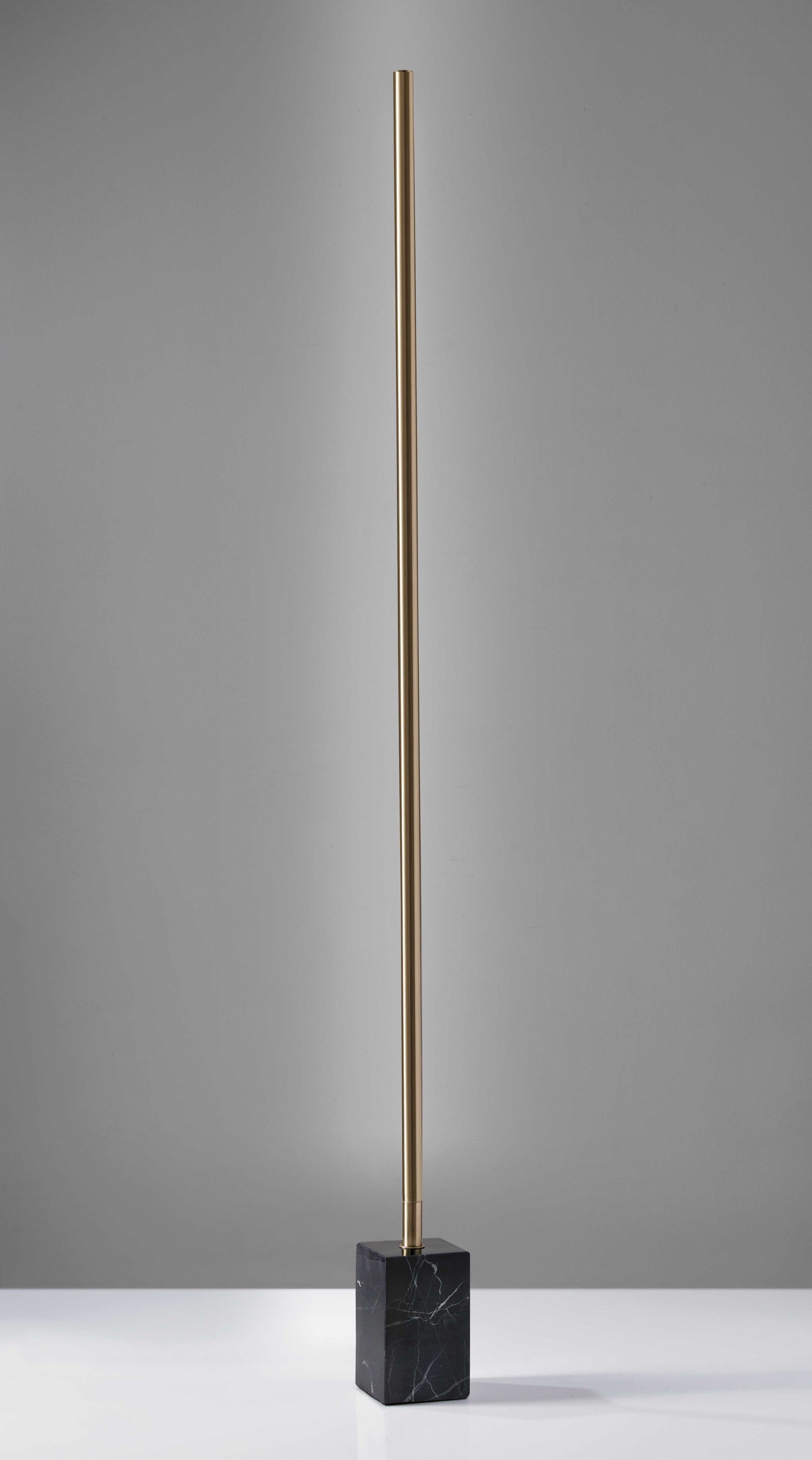 Minimalist Ambient Glow Led Floor Lamp With Dimmer In Antique Brass And Black Marble