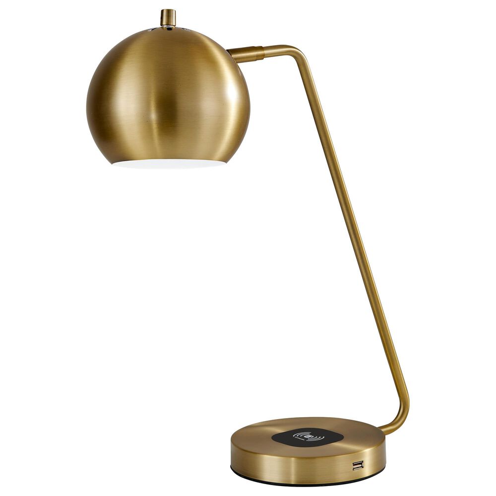 21" Gold Metal Desk Table Lamp With Gold Shade