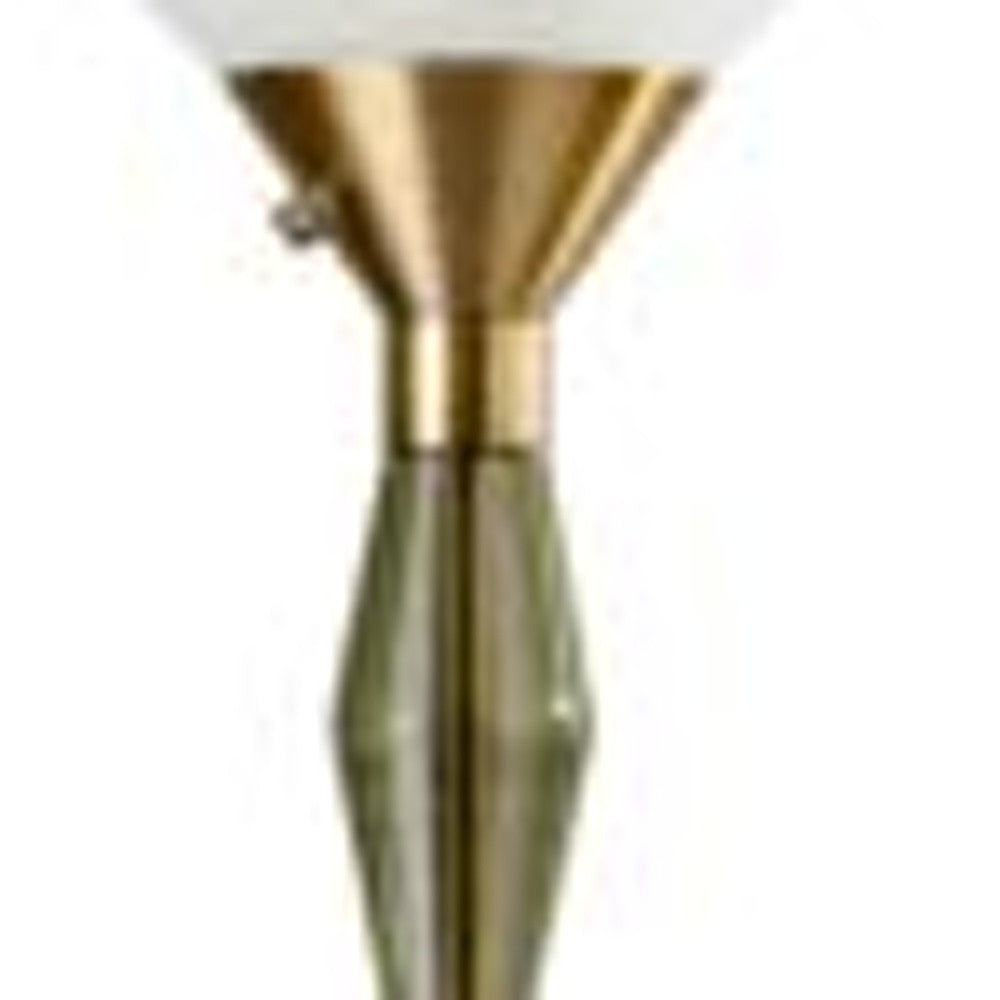 71" Brass LED Light Changing Torchiere Floor Lamp with White Frosted Glass Cone Shade