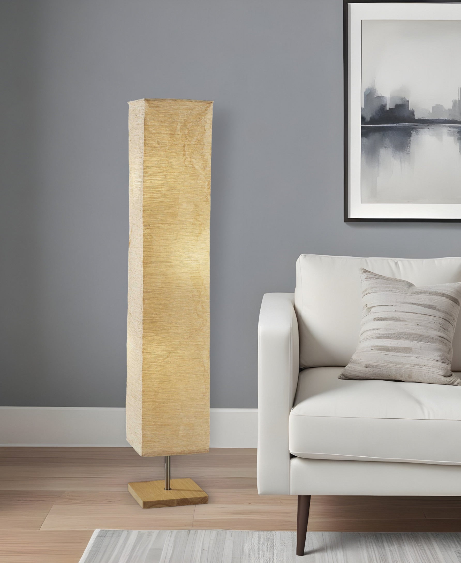 Wildside Paper Shade Floor Lamp With Natural Wood Base