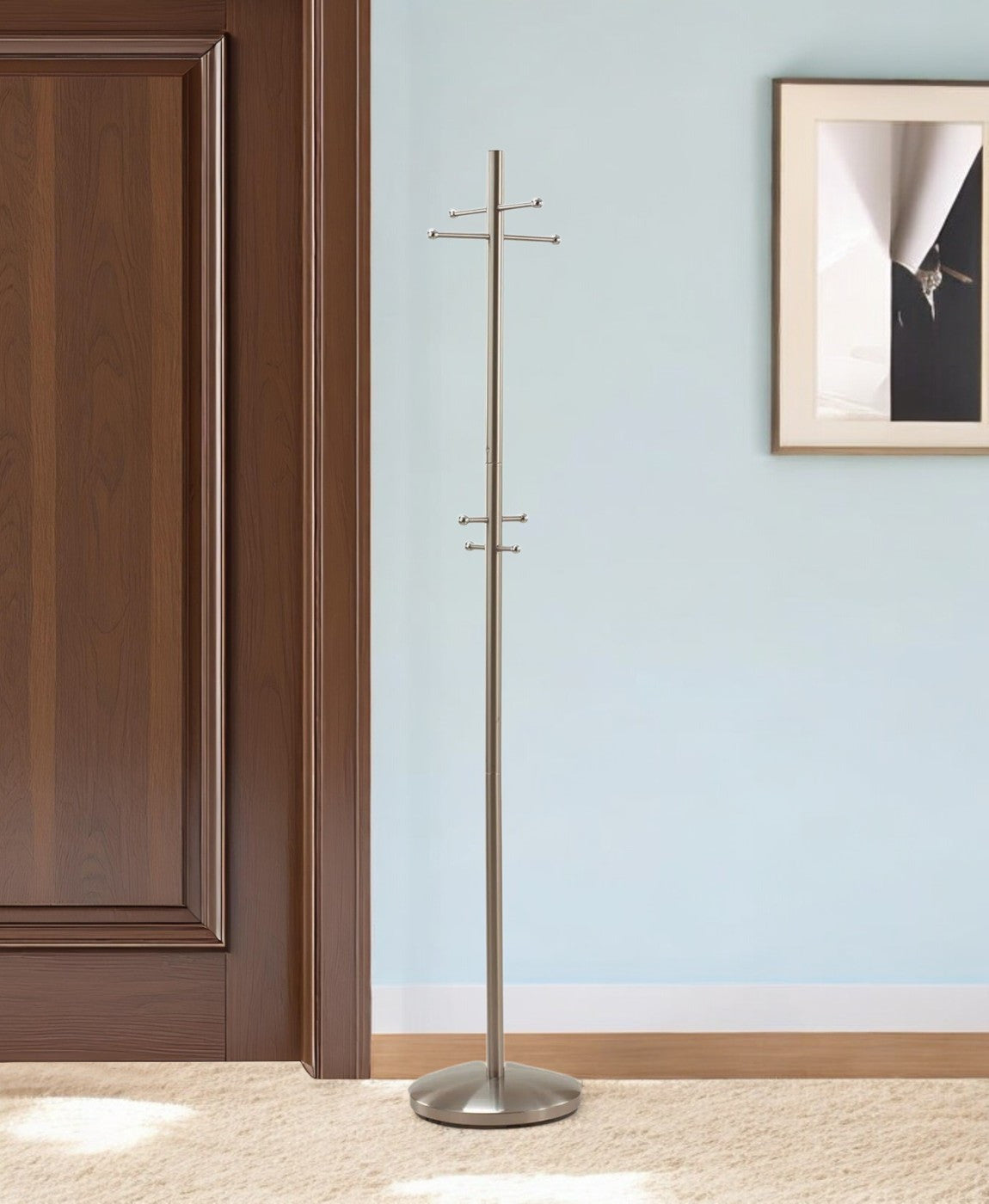 13" X 67" Brushed Steel Brushed Steel Coat Rack