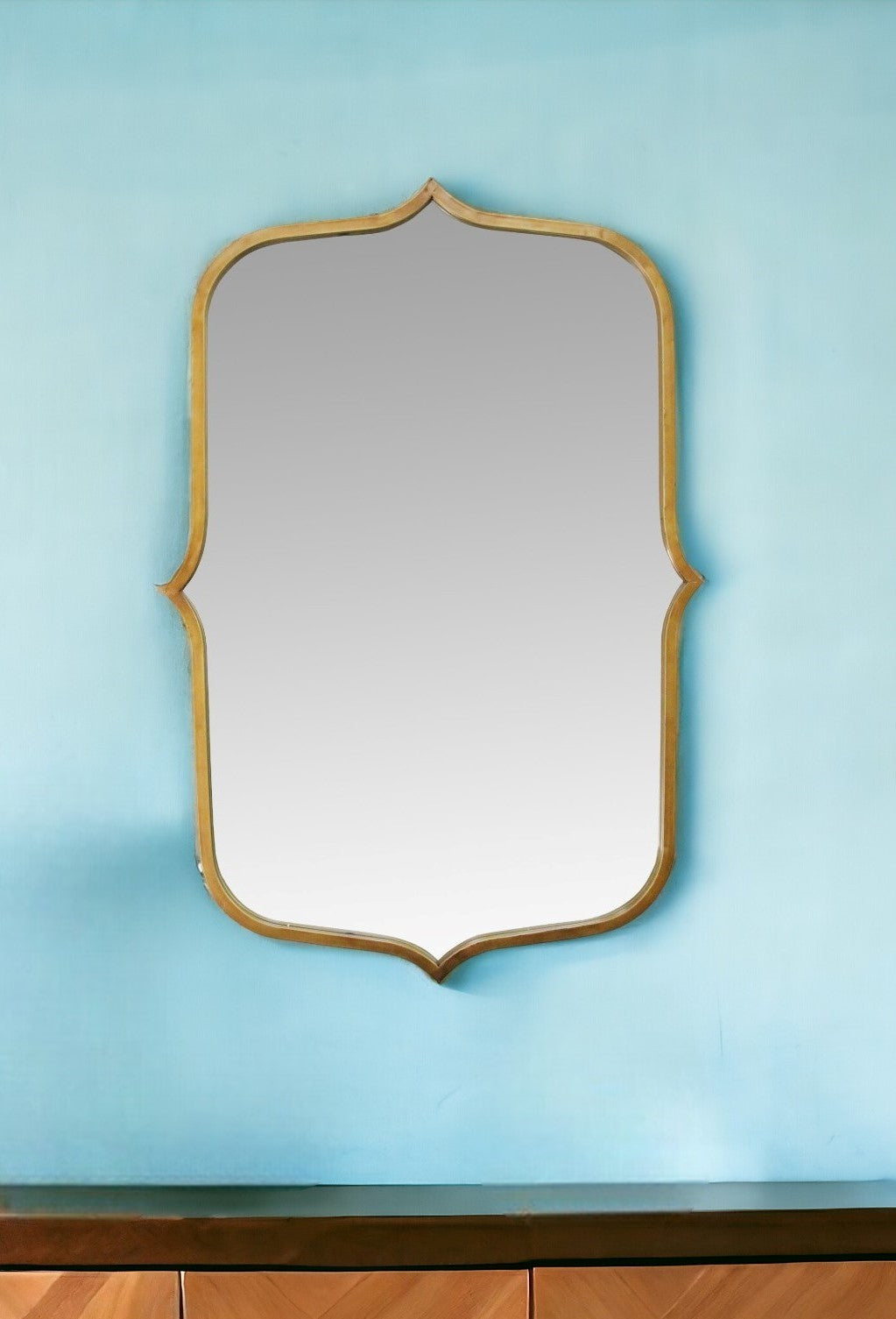 36" Gold Abstract Framed Accent Mirror