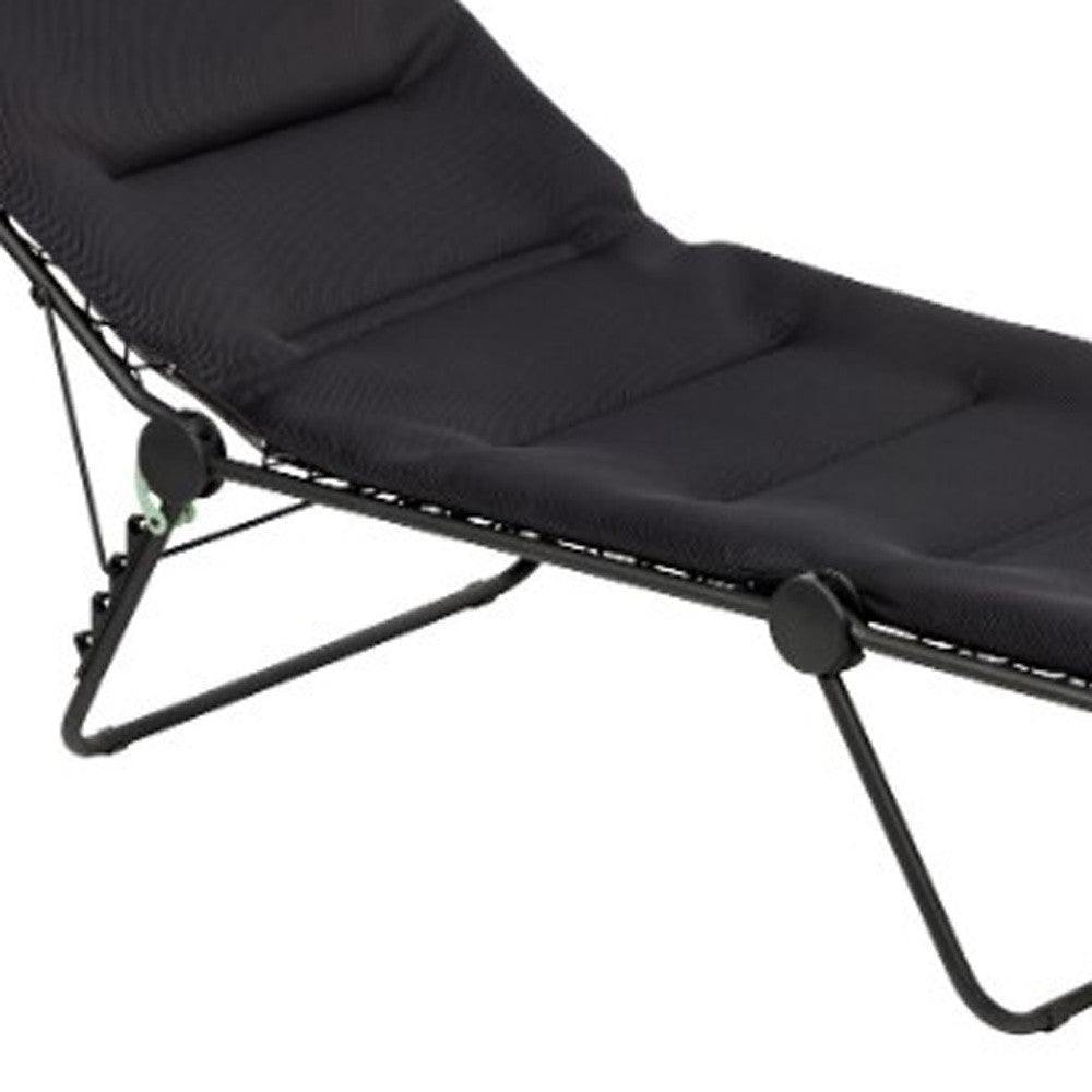 28" Black and Steel Outdoor Chaise Lounge with Black Cushion