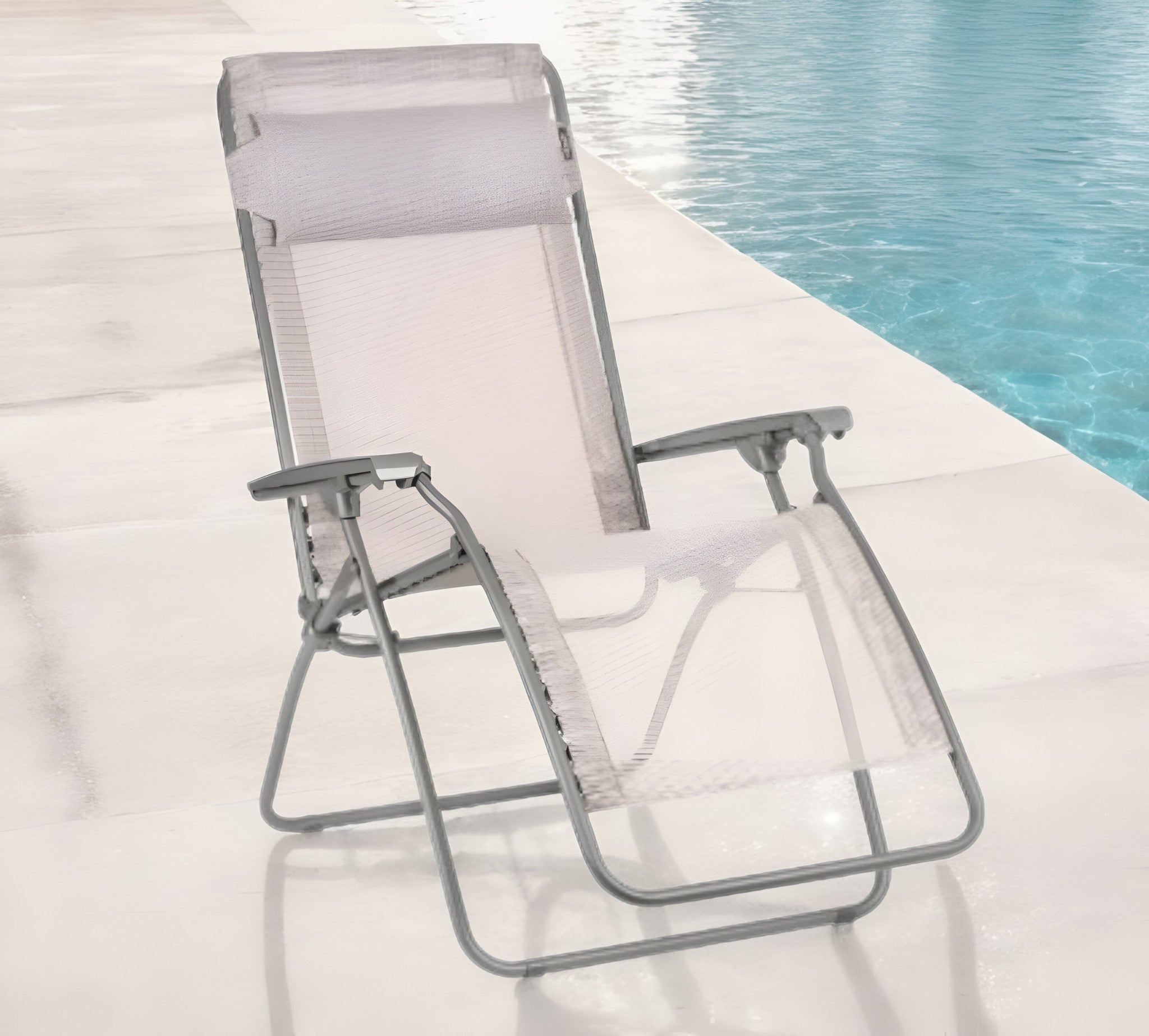 27" Gray Steel Outdoor Zero Gravity Chair