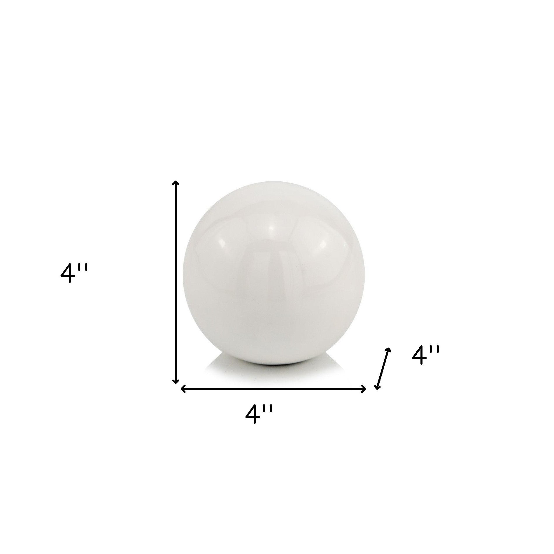 4" X 4" X 4" White Aluminum Sphere