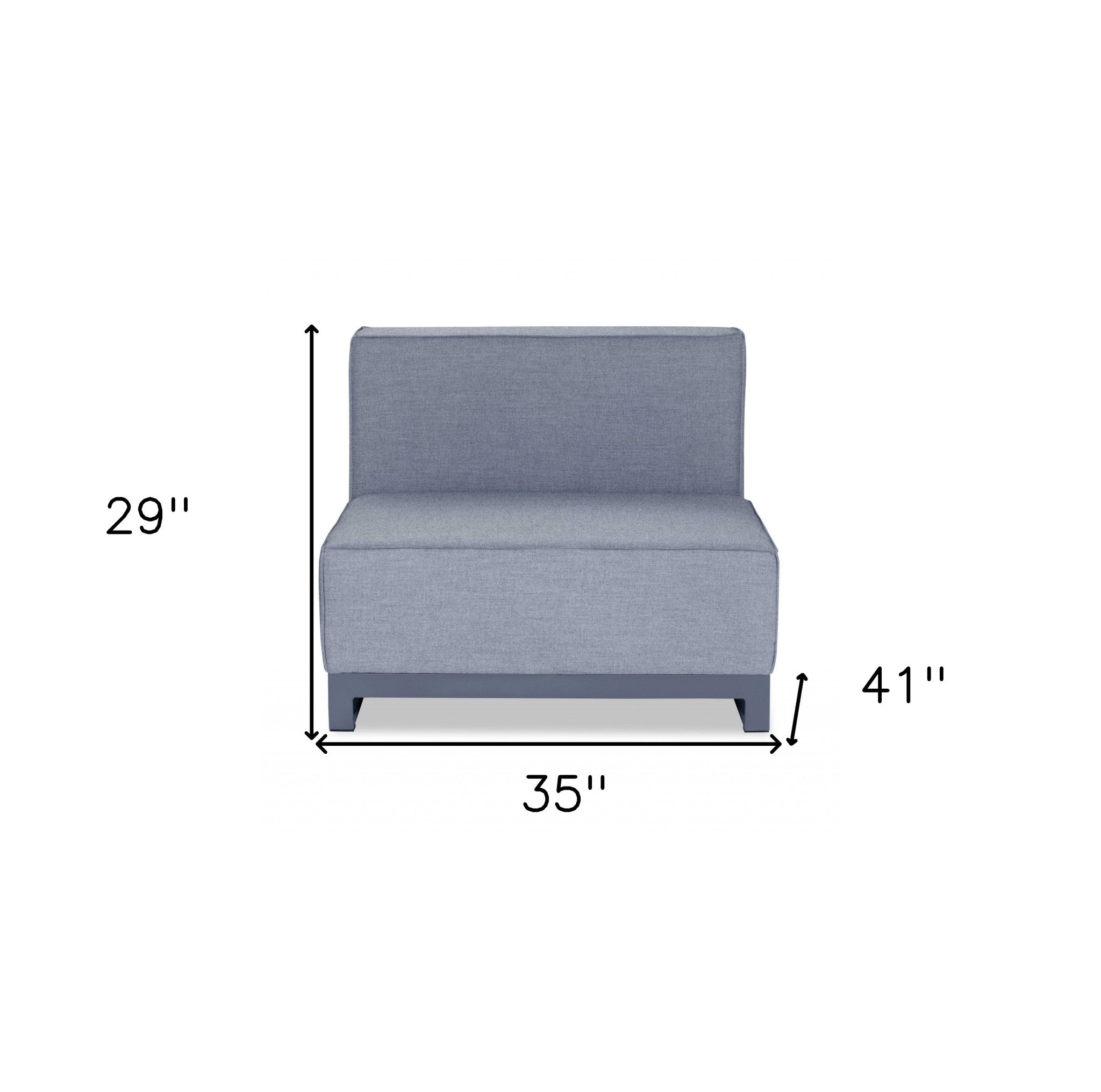 35" Gray and TPU Coating Metal Outdoor Modular with Gray Cushion