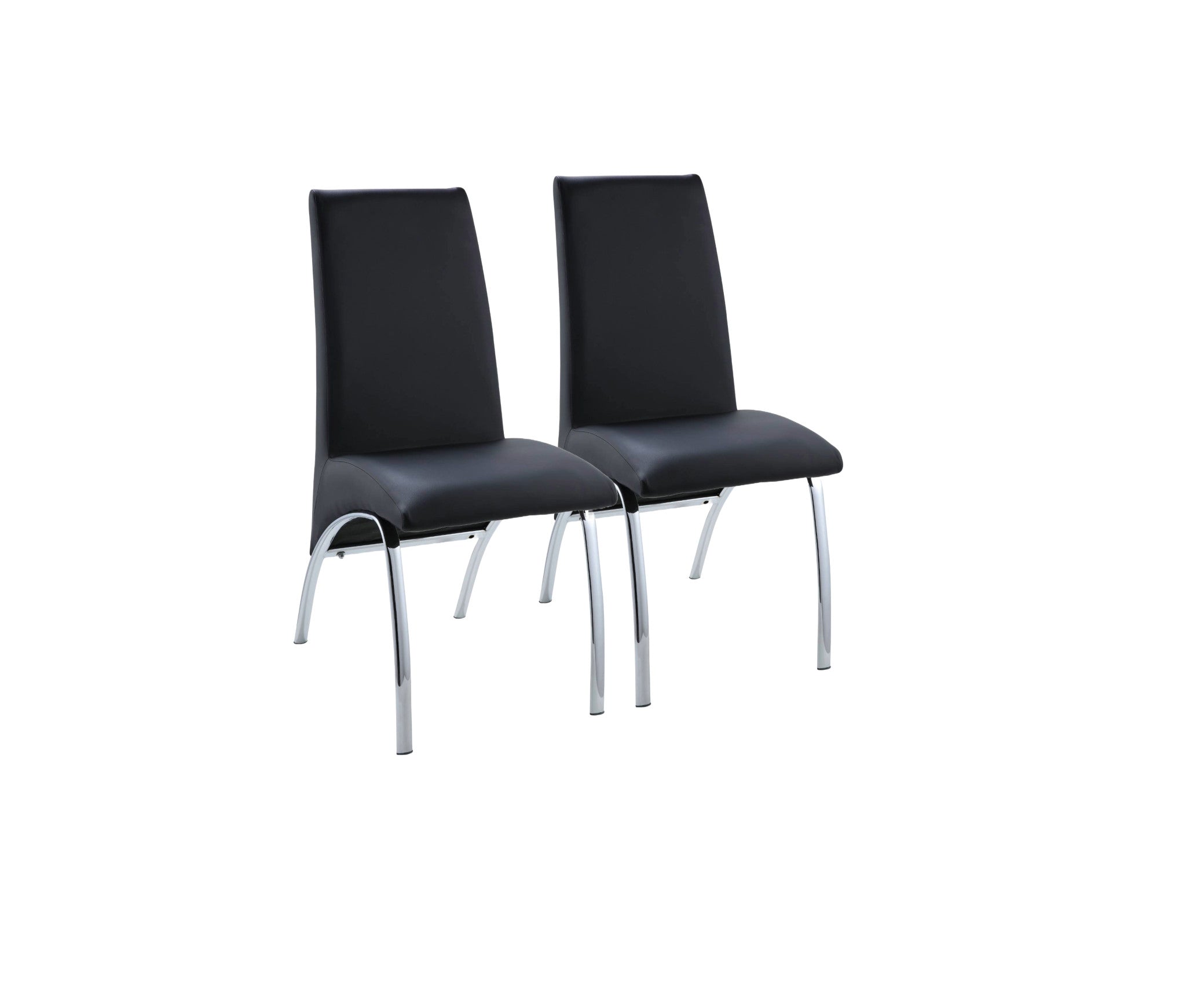 Set of Two Silver Upholstered Faux Leather Dining Side Chairs