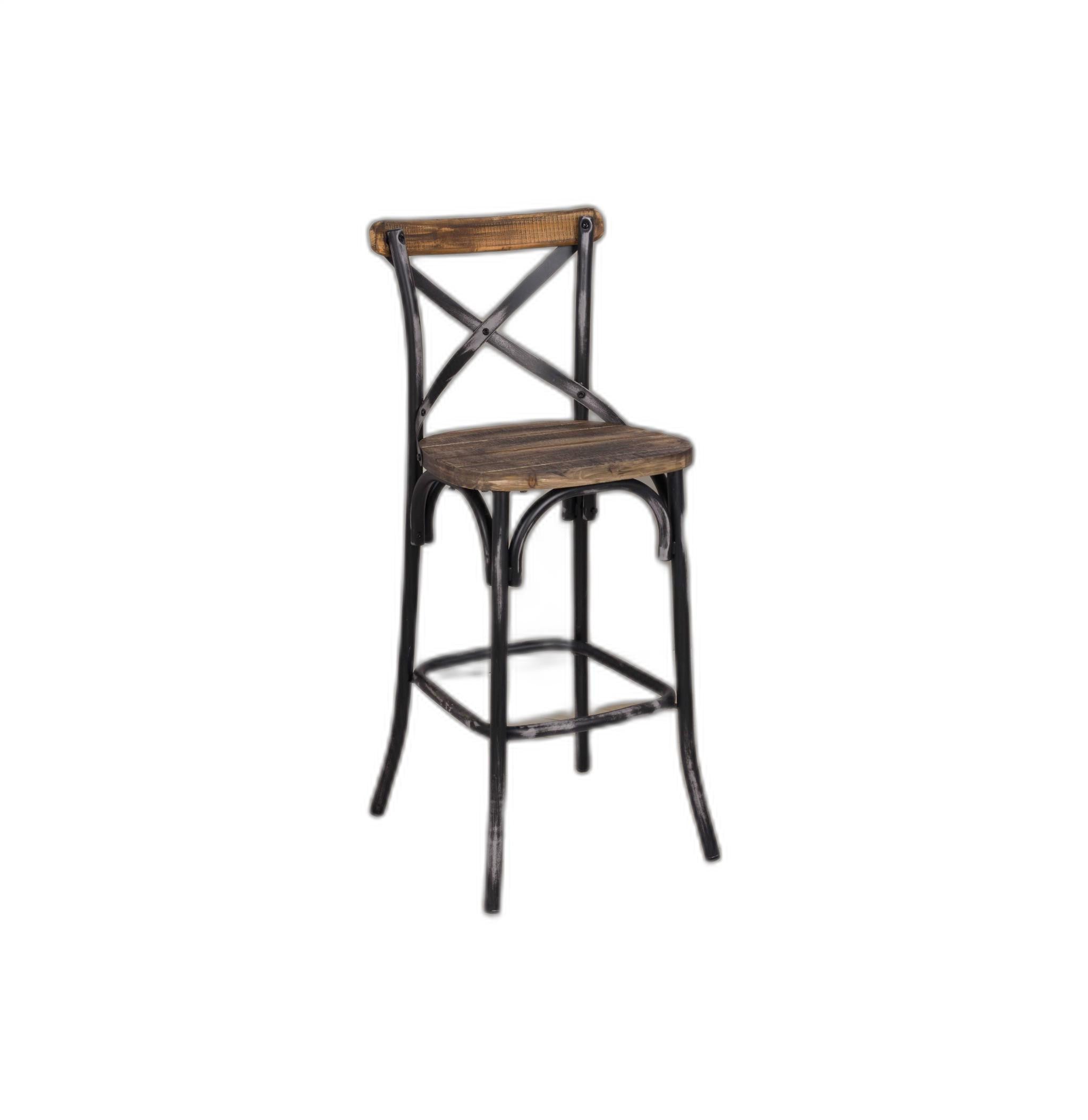 20" Brown And White Iron Bar Chair