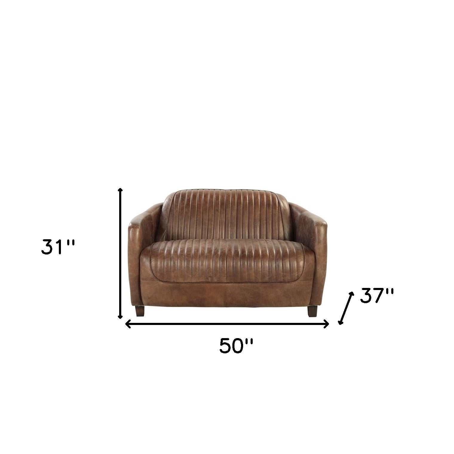 50" Brown Leather Love Seat