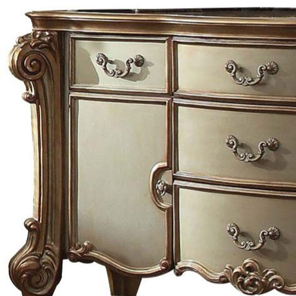 71" Gold Solid Wood Dresser