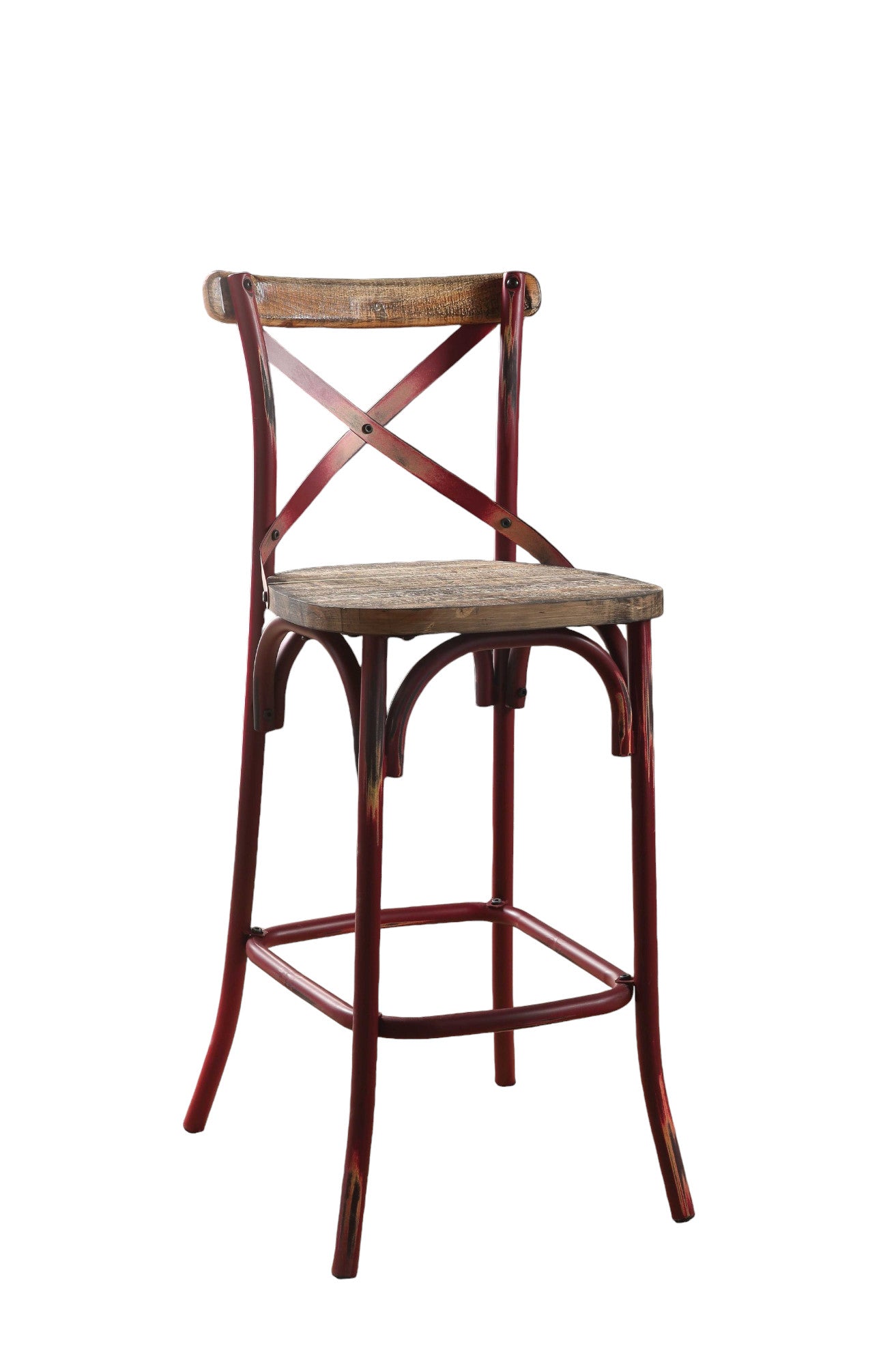 21" Brown And Red Iron Bar Chair