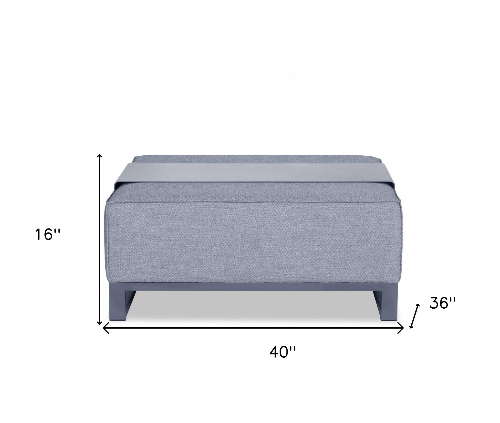 40" Gray Linen Cocktail Ottoman