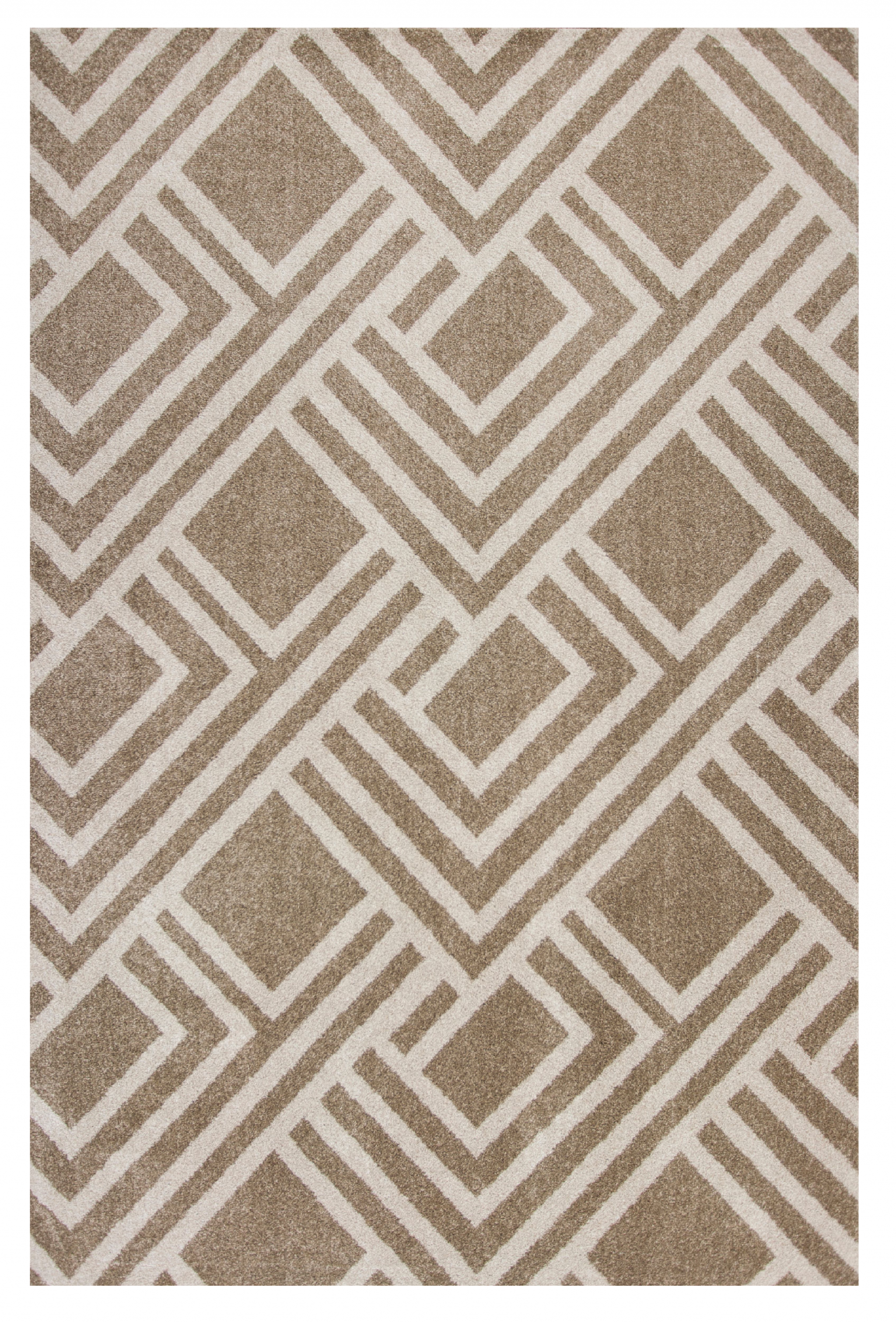 5'X8' Beige Machine Woven Uv Treated Geometric Indoor Outdoor Area Rug