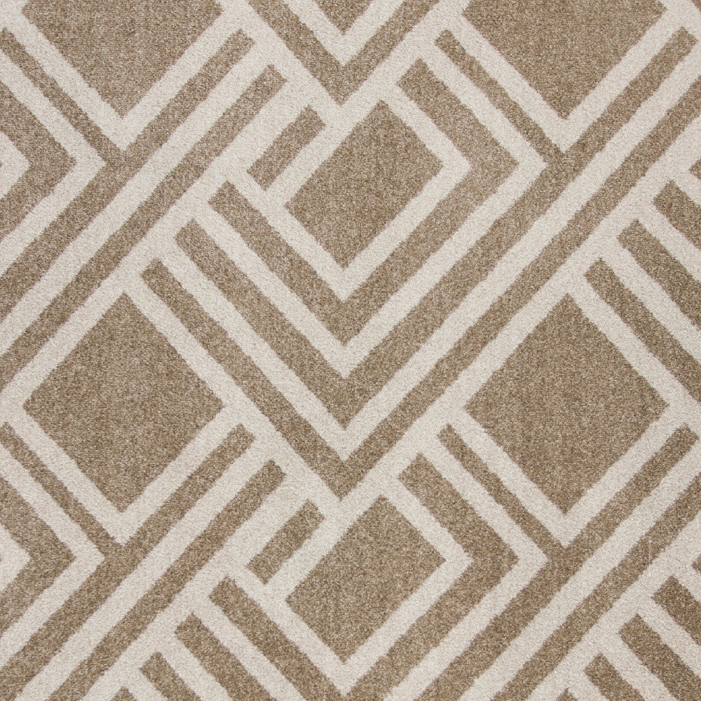 5'X8' Beige Machine Woven Uv Treated Geometric Indoor Outdoor Area Rug