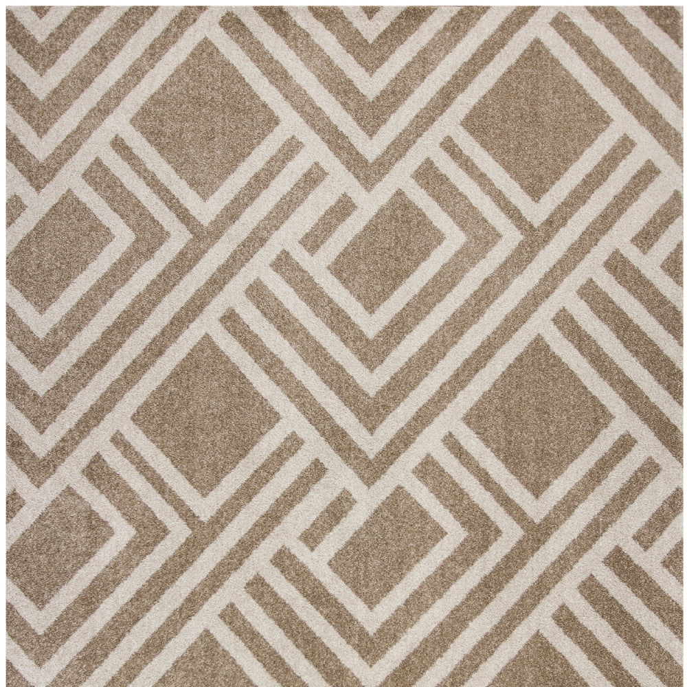 5'X8' Beige Machine Woven Uv Treated Geometric Indoor Outdoor Area Rug