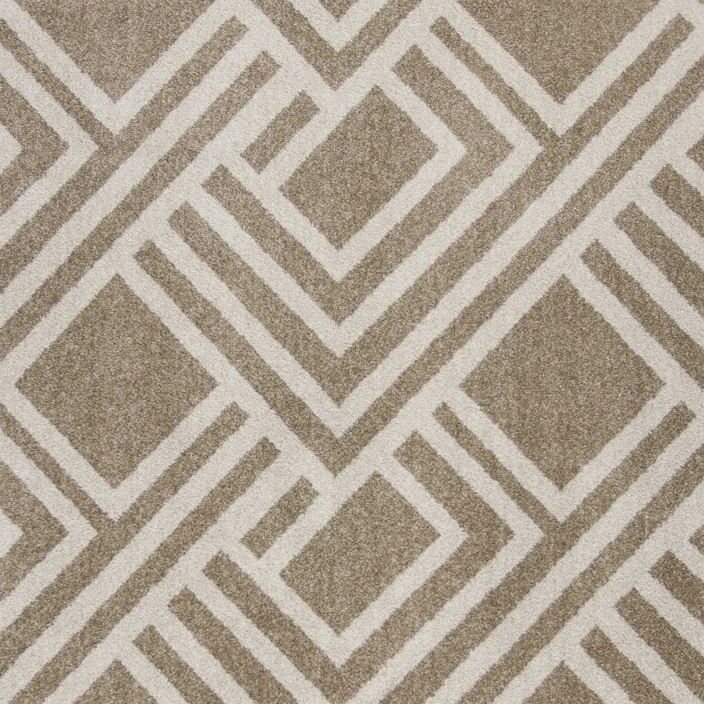 5'X8' Beige Machine Woven Uv Treated Geometric Indoor Outdoor Area Rug